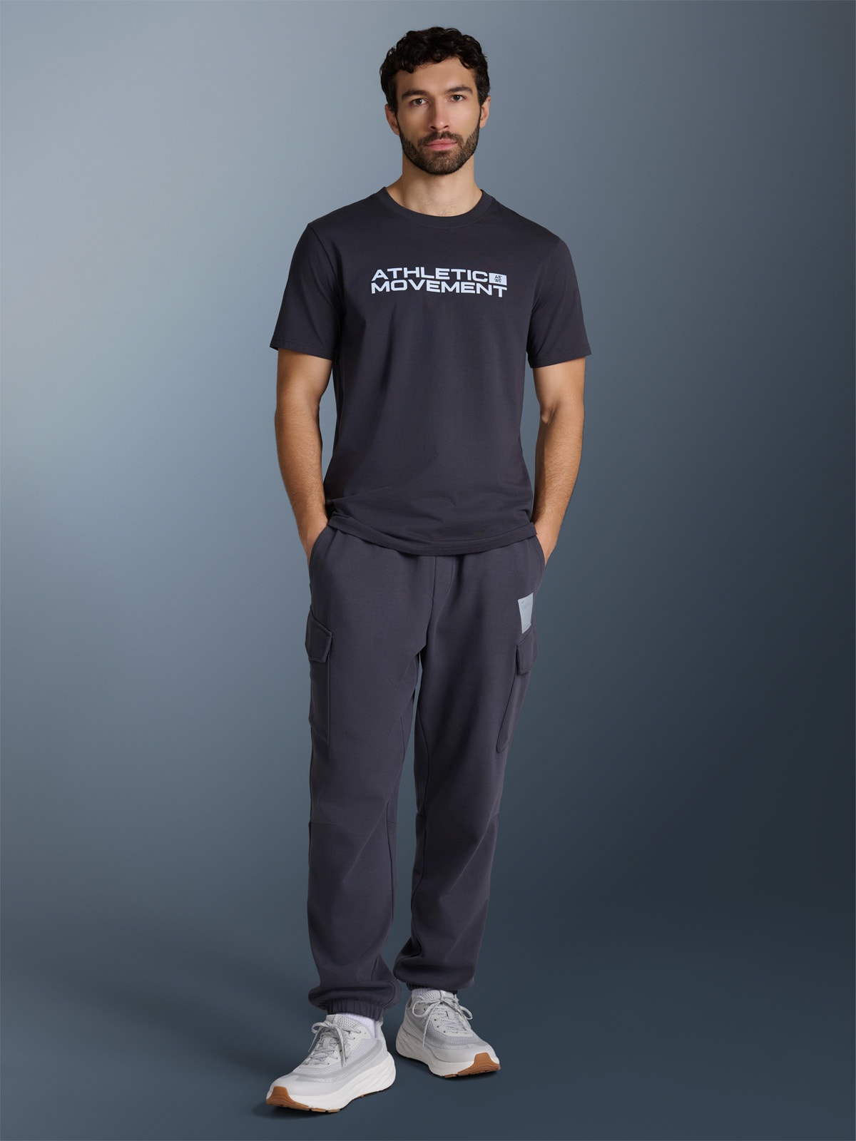 4F Spodnie dresowe joggery męskie - szare L