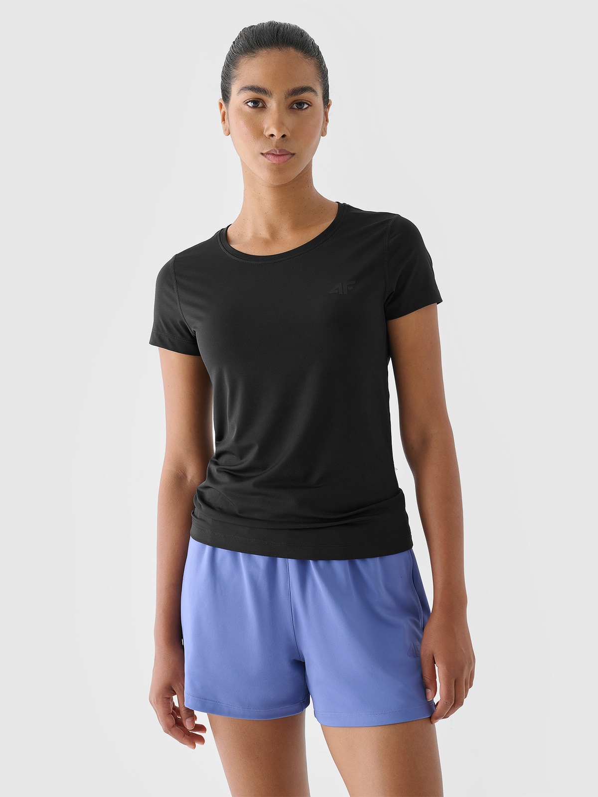 4F Koszulka treningowa regular szybkoschnąca damska - czarna XS