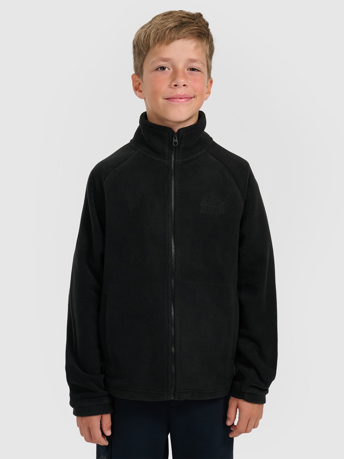 4F Polar regular ze stójką chłopięcy - czarny 164 (13-14 lat)