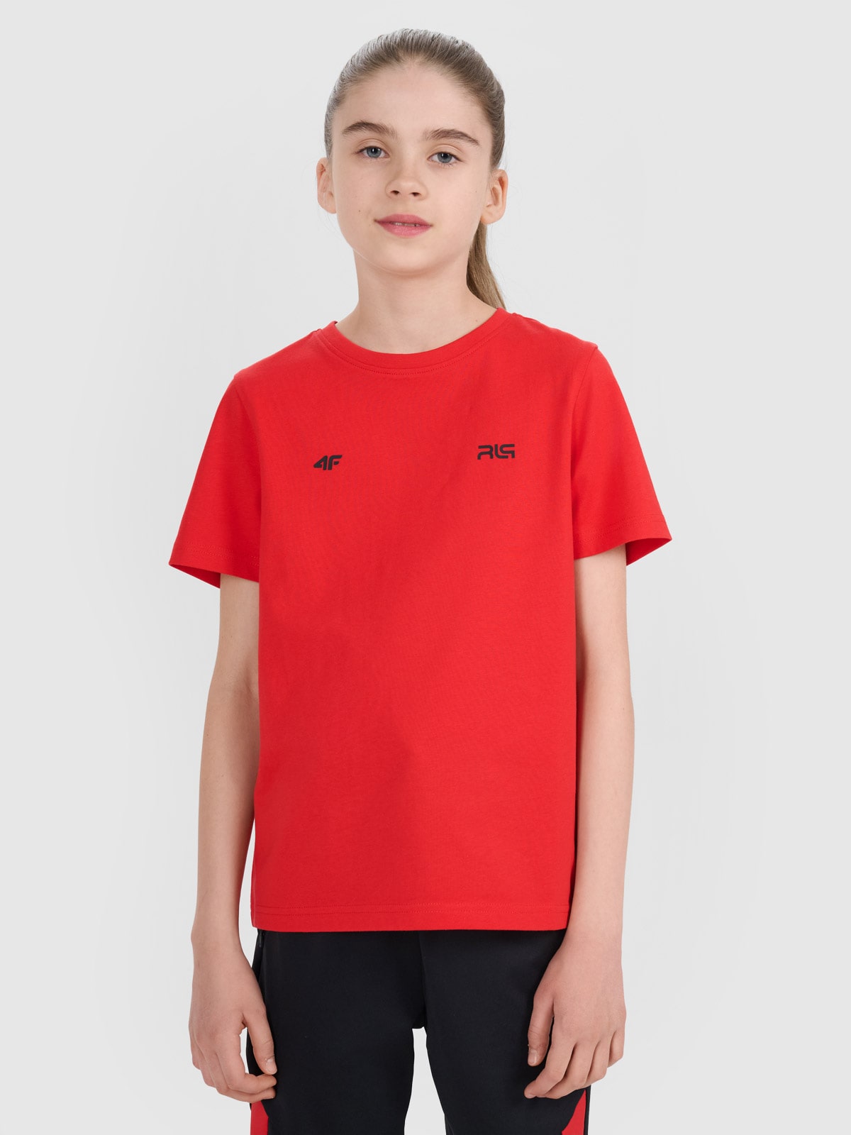 4F T-shirt regular z nadrukiem dziecięcy 4F JUNIOR x Robert Lewandowski - czerwony 140 (9-10 lat)