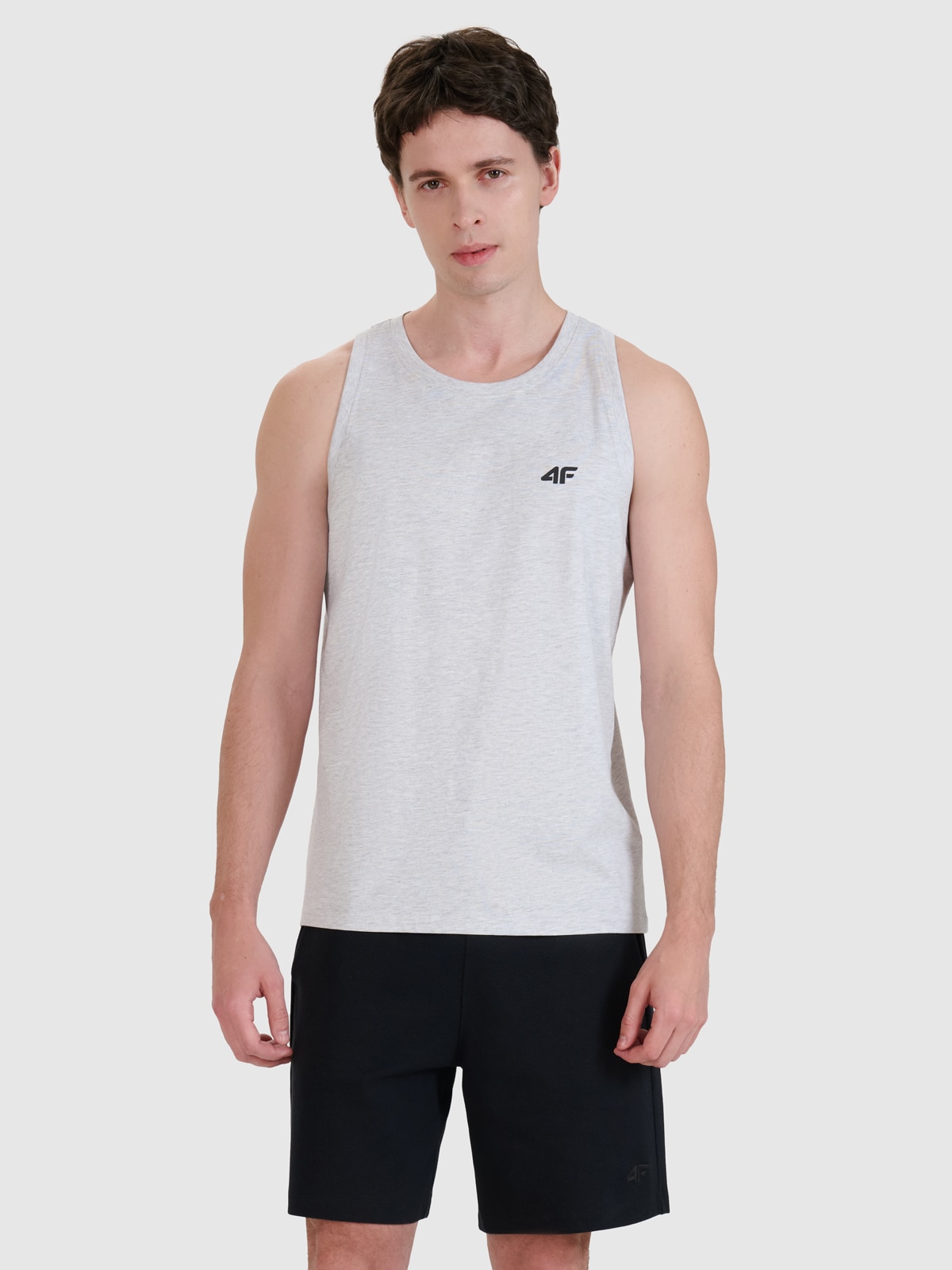 4F Tank top regular gładki męski - szary XXL