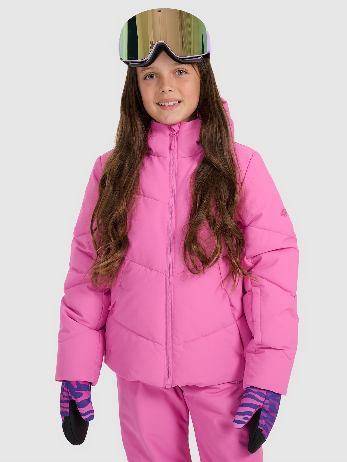 4F Kurtka narciarska membrana 5000 dziewczęca - różowa 158 (12-13 lat)