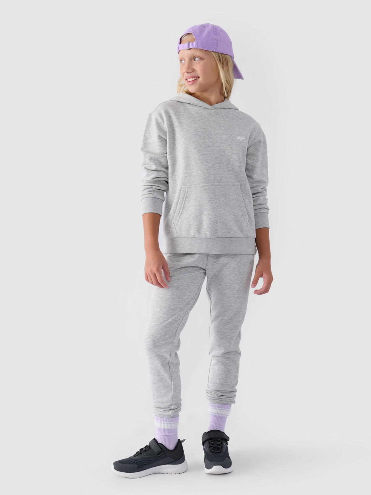 4F Spodnie dresowe joggery dziewczęce - szare 164 (13-14 lat)