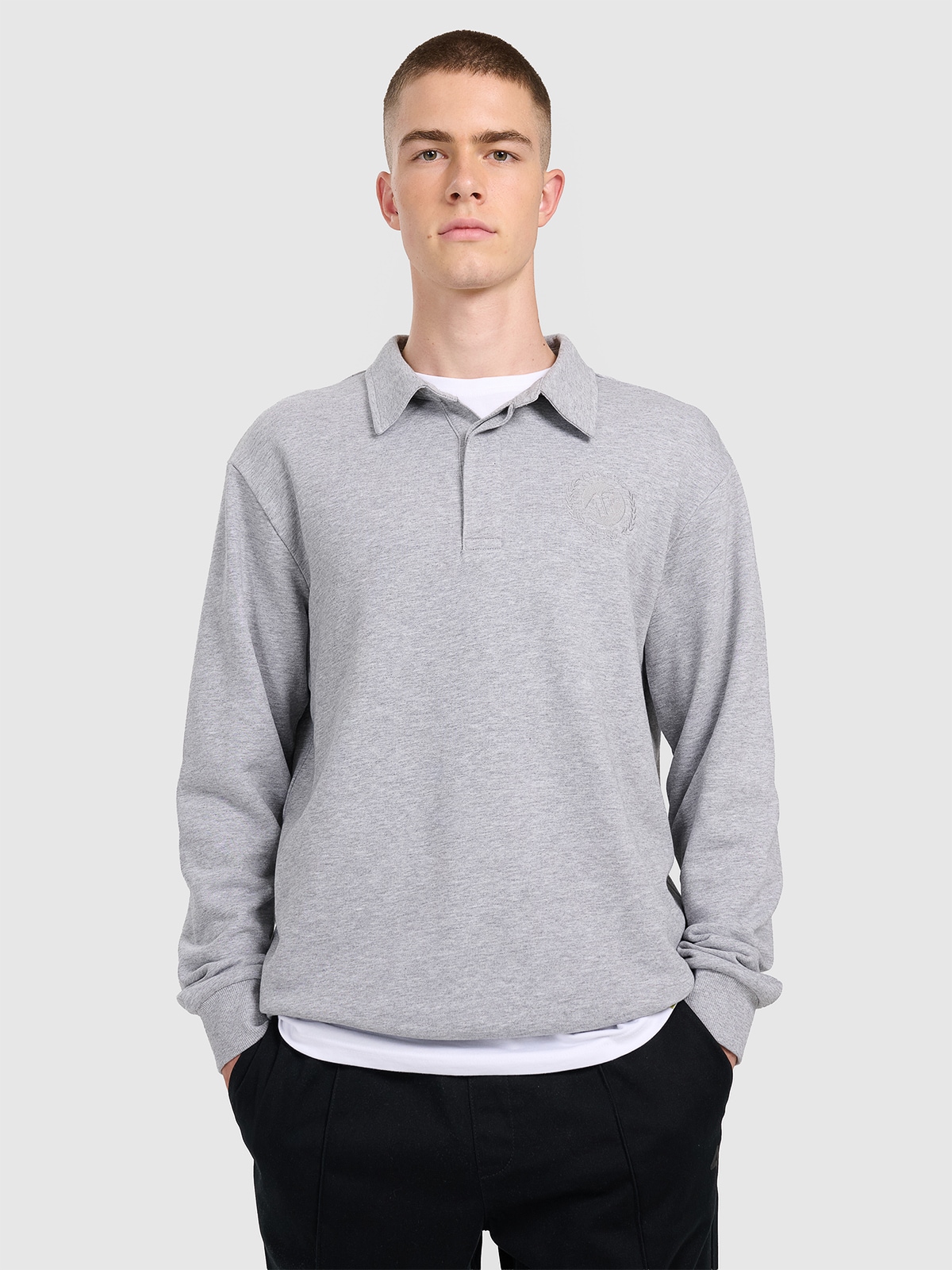 4F Bluza dresowa regular z kołnierzykiem męska - szara L