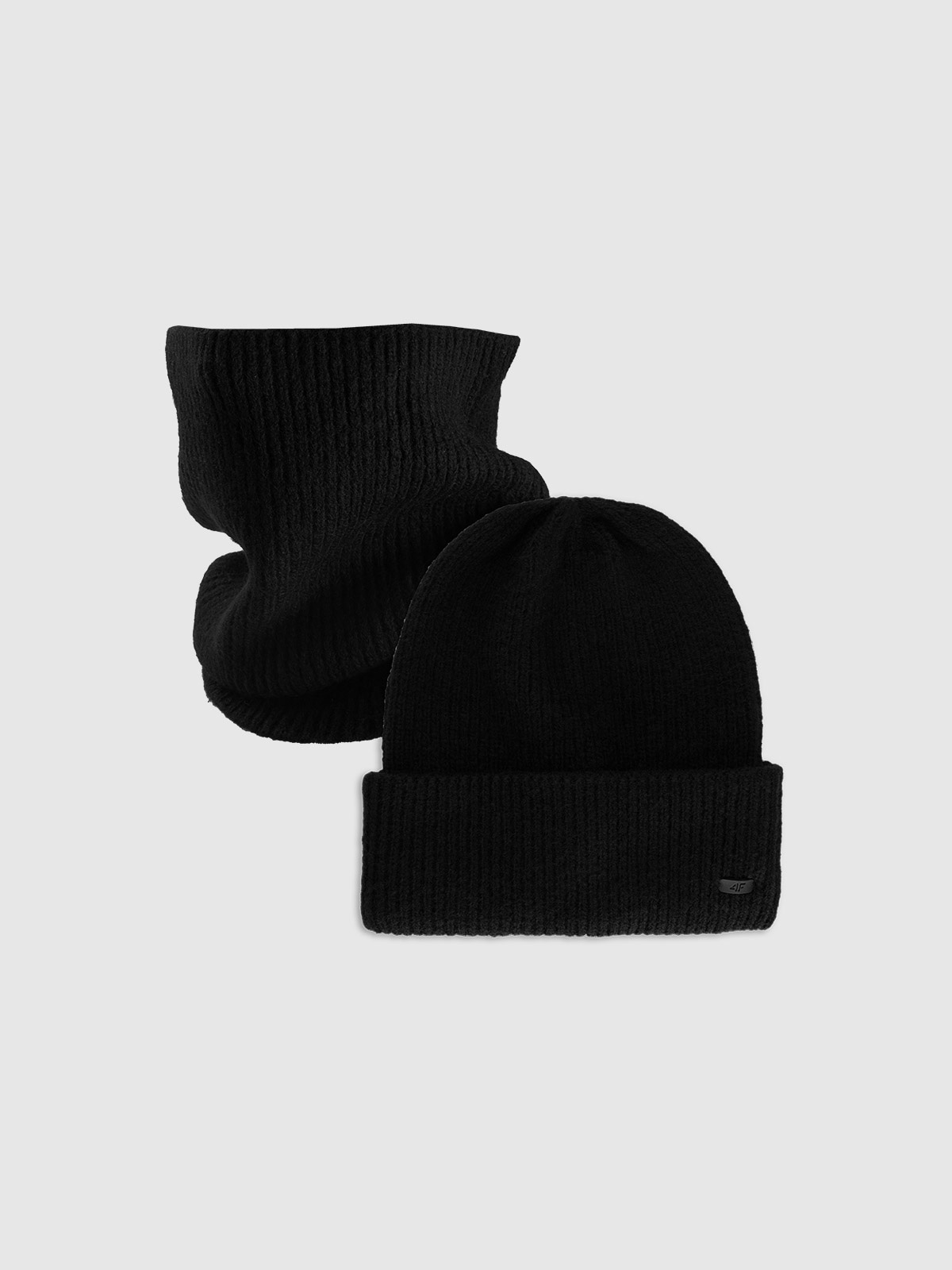 4F Komplet zimowy czapka i komin uniseks - czarny M