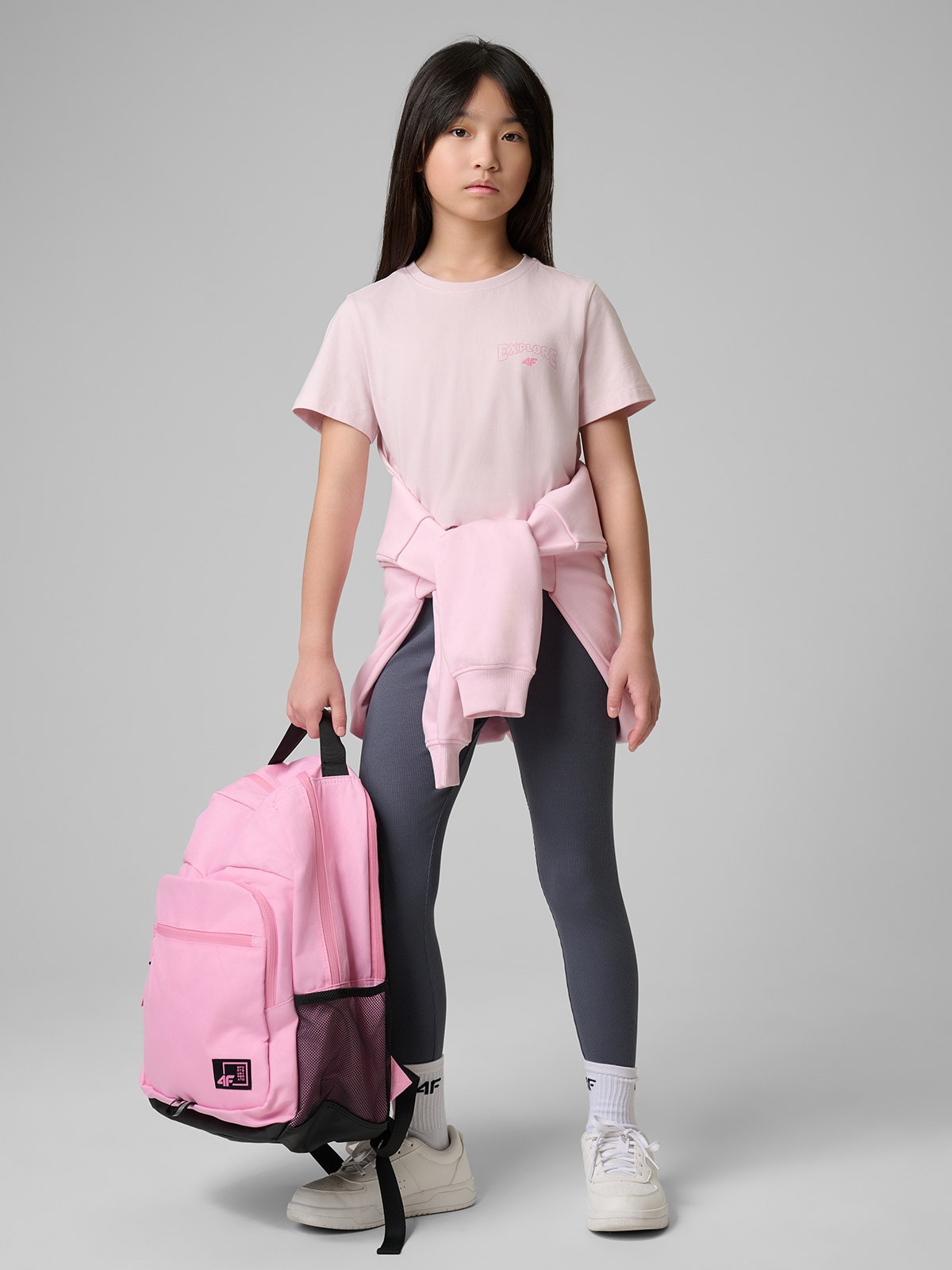 4F T-shirt regular z nadrukiem dziewczęcy - różowy 128 (7-8 lat)