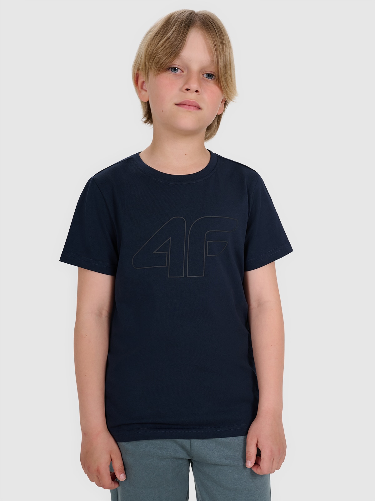 4F T-shirt regular z nadrukiem chłopięcy - granatowy 164 (13-14 lat)