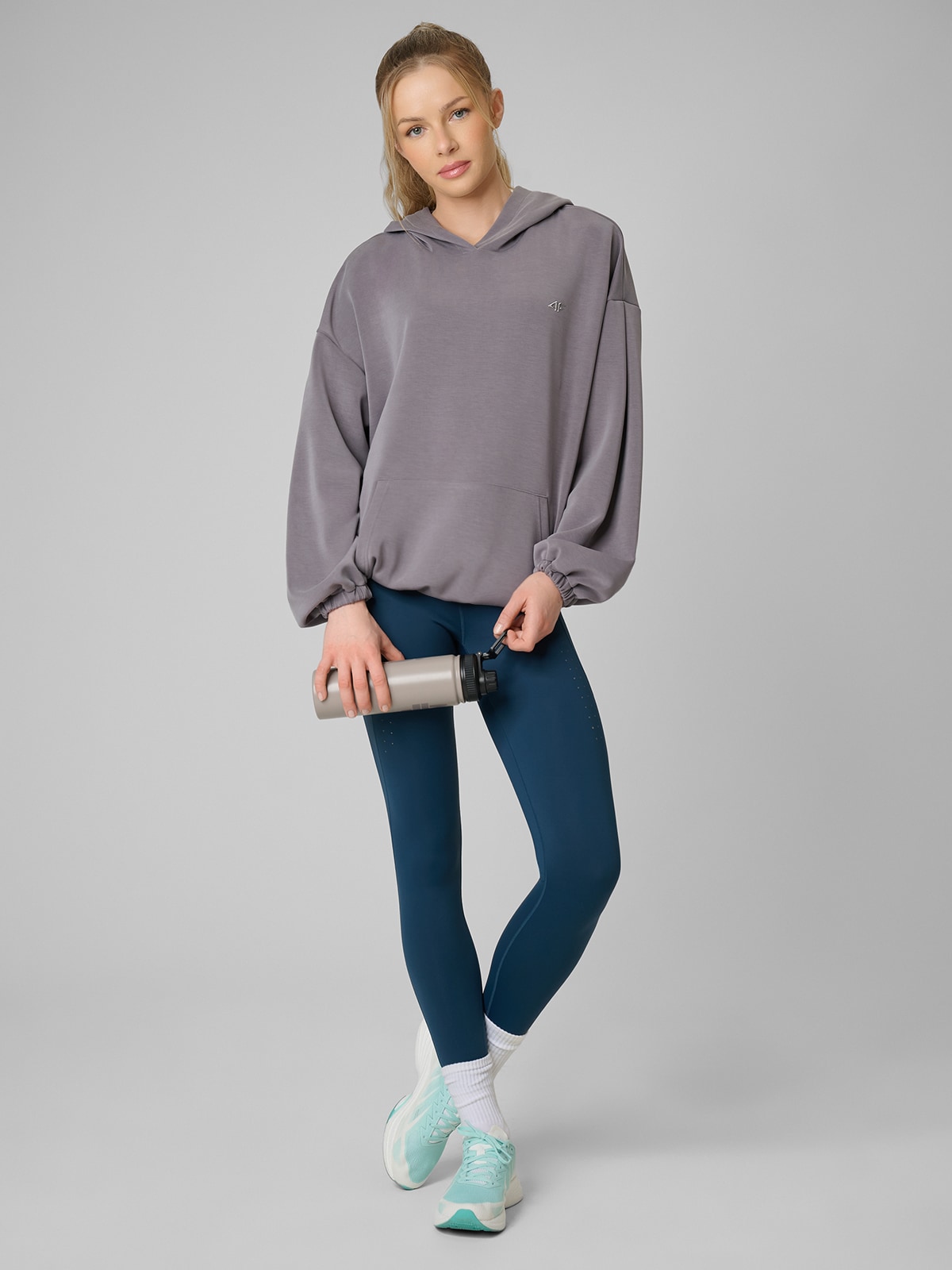 4F Legginsy treningowe szybkoschnące damskie - turkusowe S