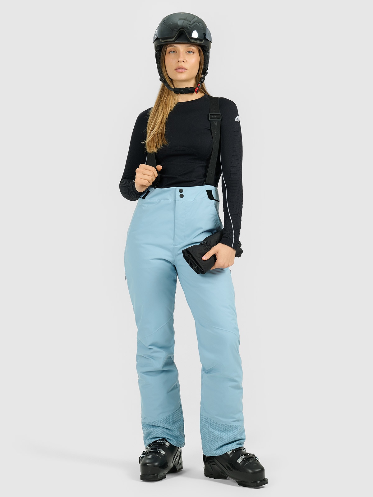 4F Spodnie narciarskie z szelkami membrana Dermizax 20000 damskie - granatowe M