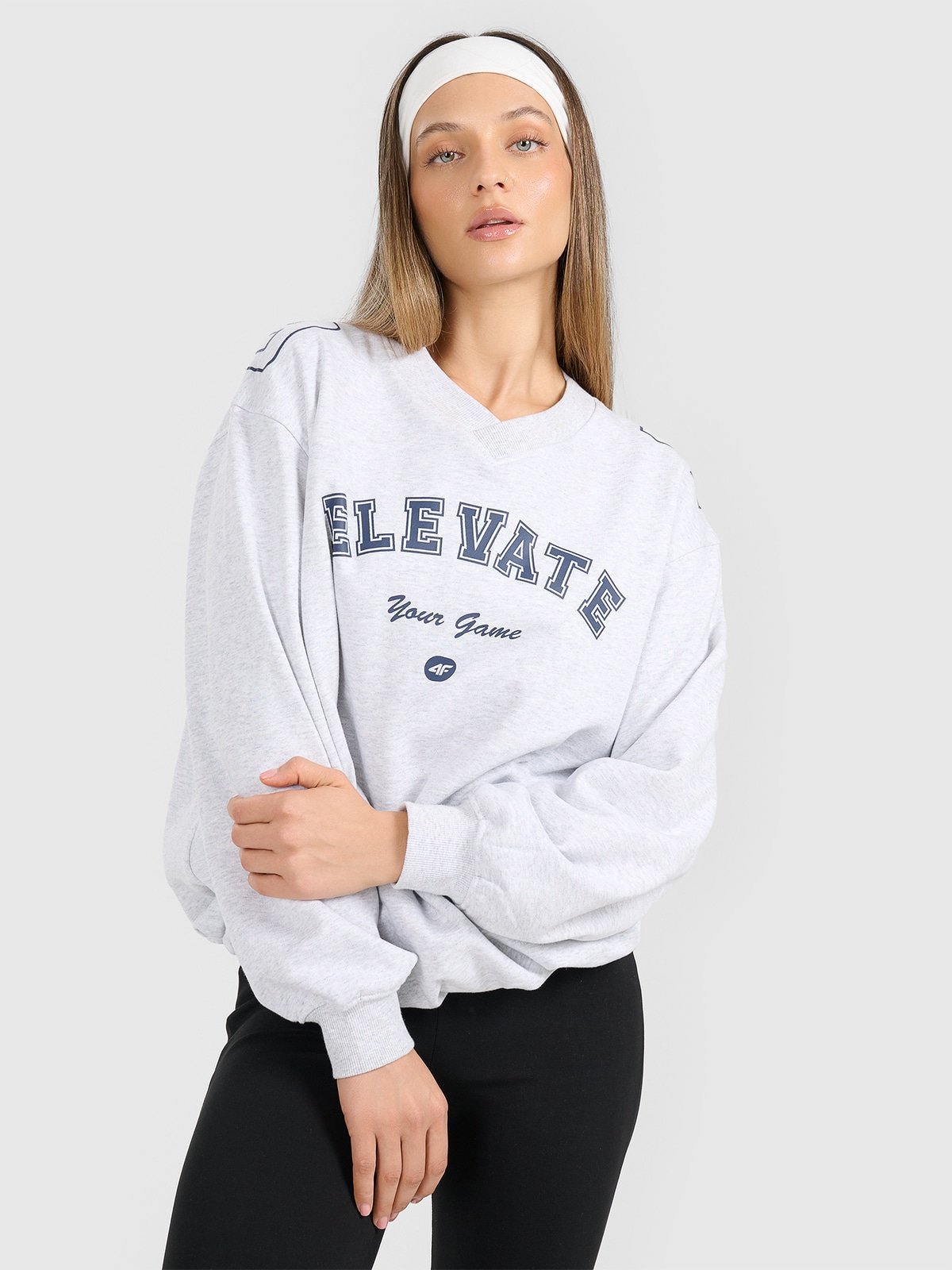 4F Bluza dresowa nierozpinana bez kaptura damska - szara XS