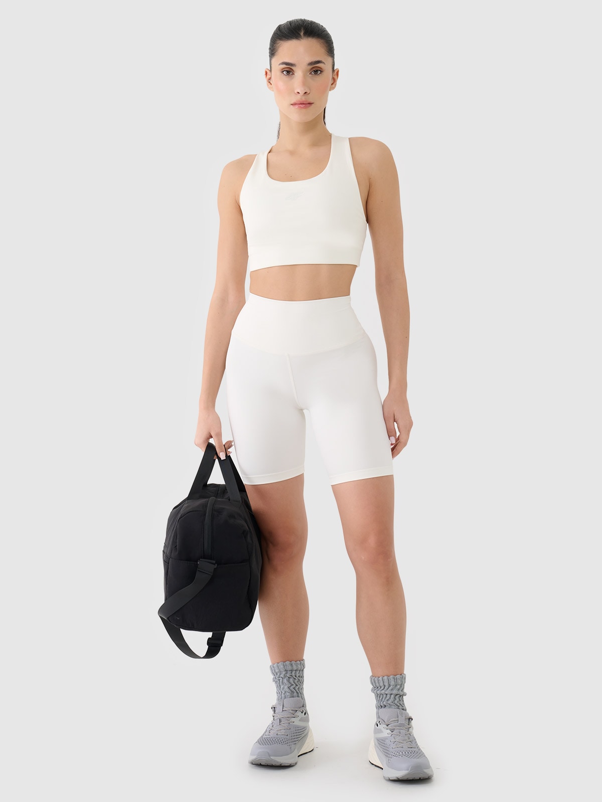 4F Legginsy kolarki treningowe damskie - białe S