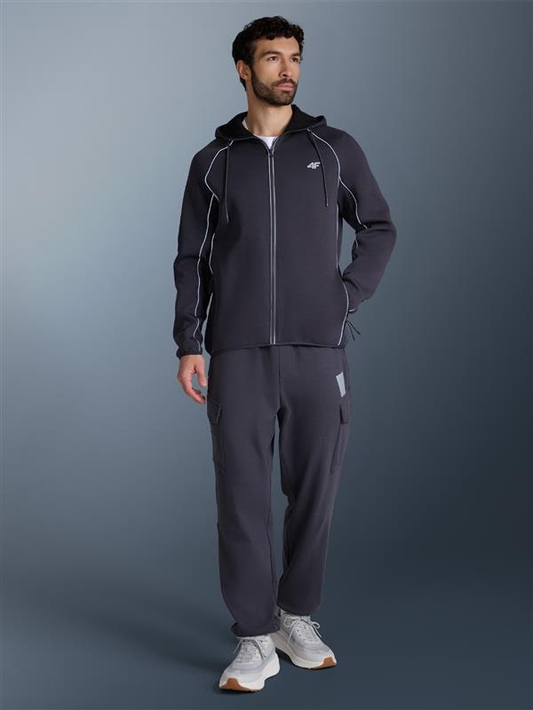 4F Bluza dresowa regular z kapturem męska - szara L