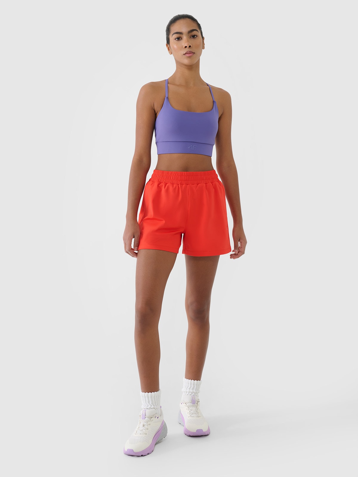 4F Spodenki treningowe szybkoschnące damskie - czerwone S