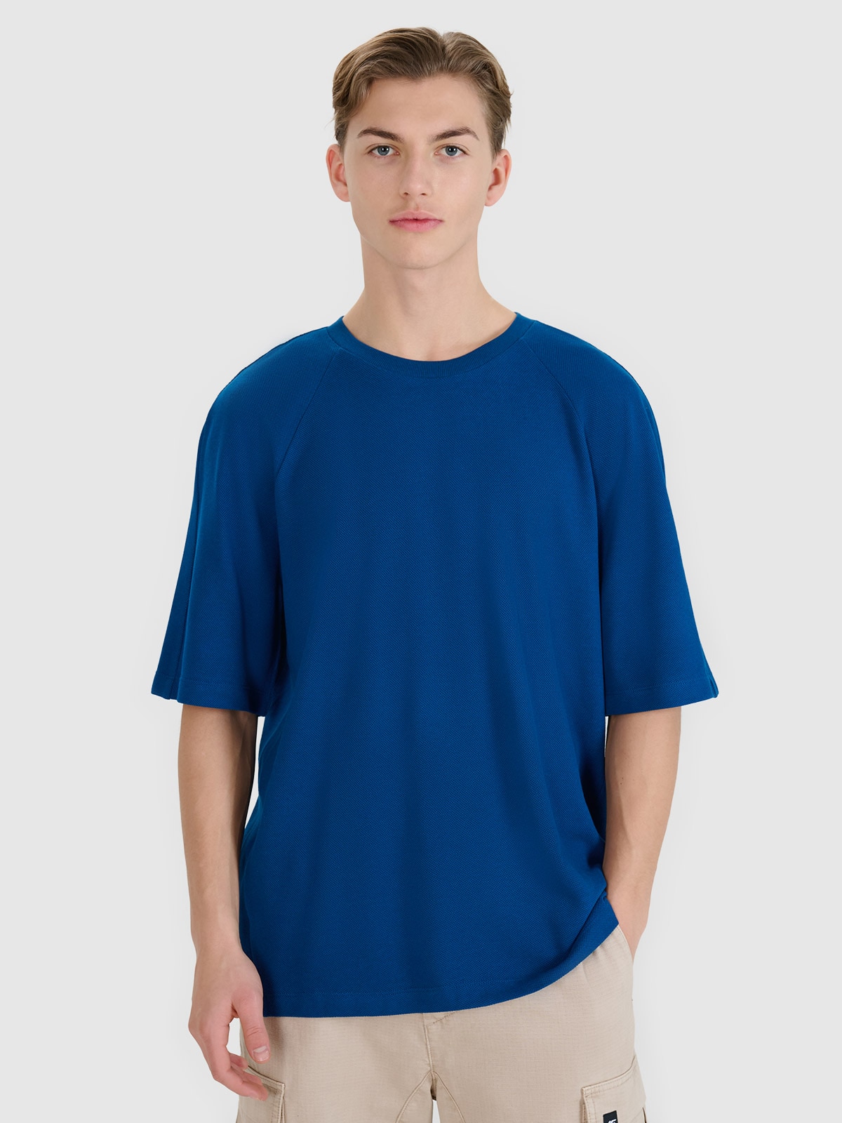 4F T-shirt oversize z modalem męski - turkusowy XL