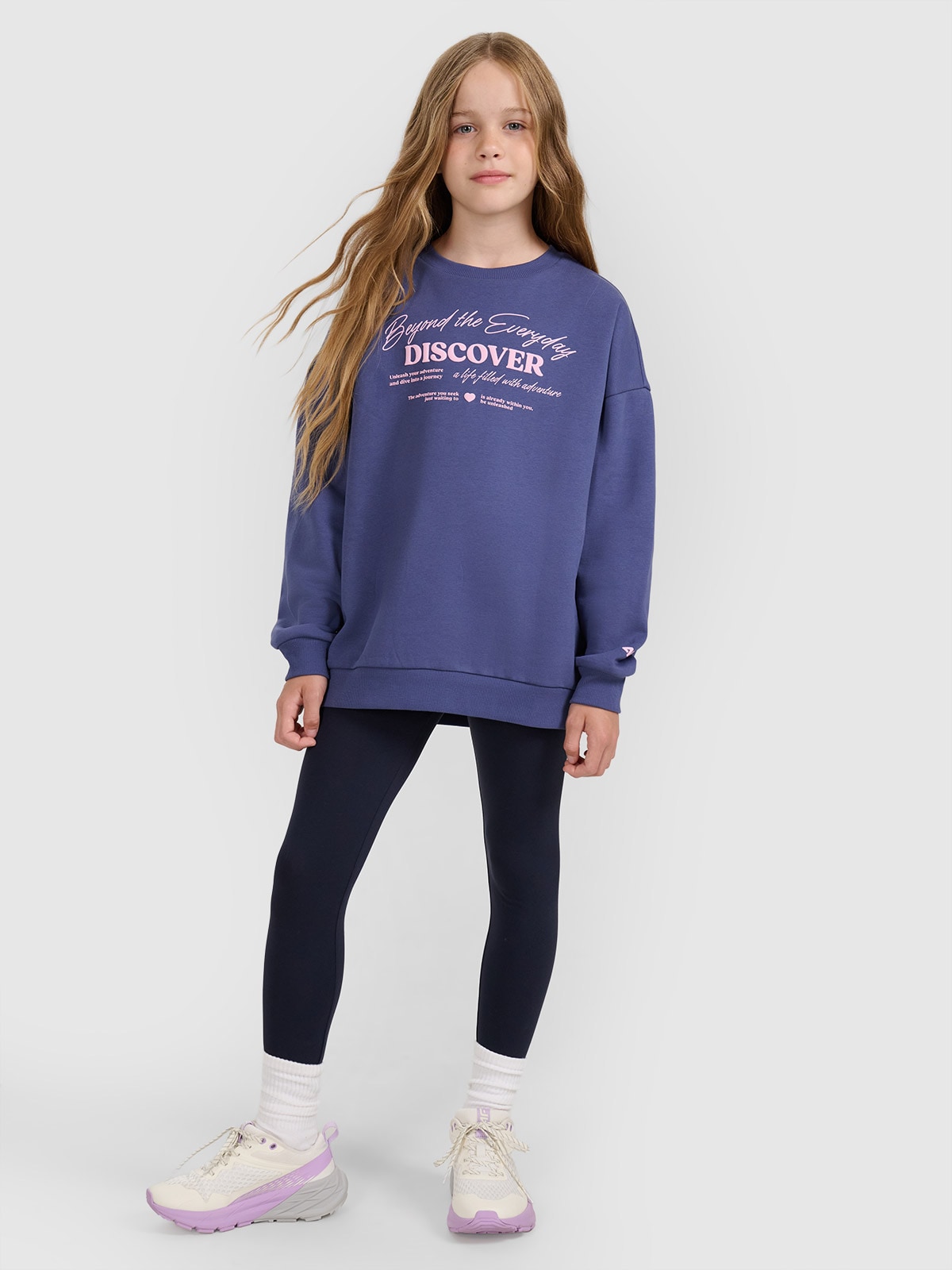 4F Legginsy dzianinowe dziewczęce - niebieskie 164 (13-14 lat)