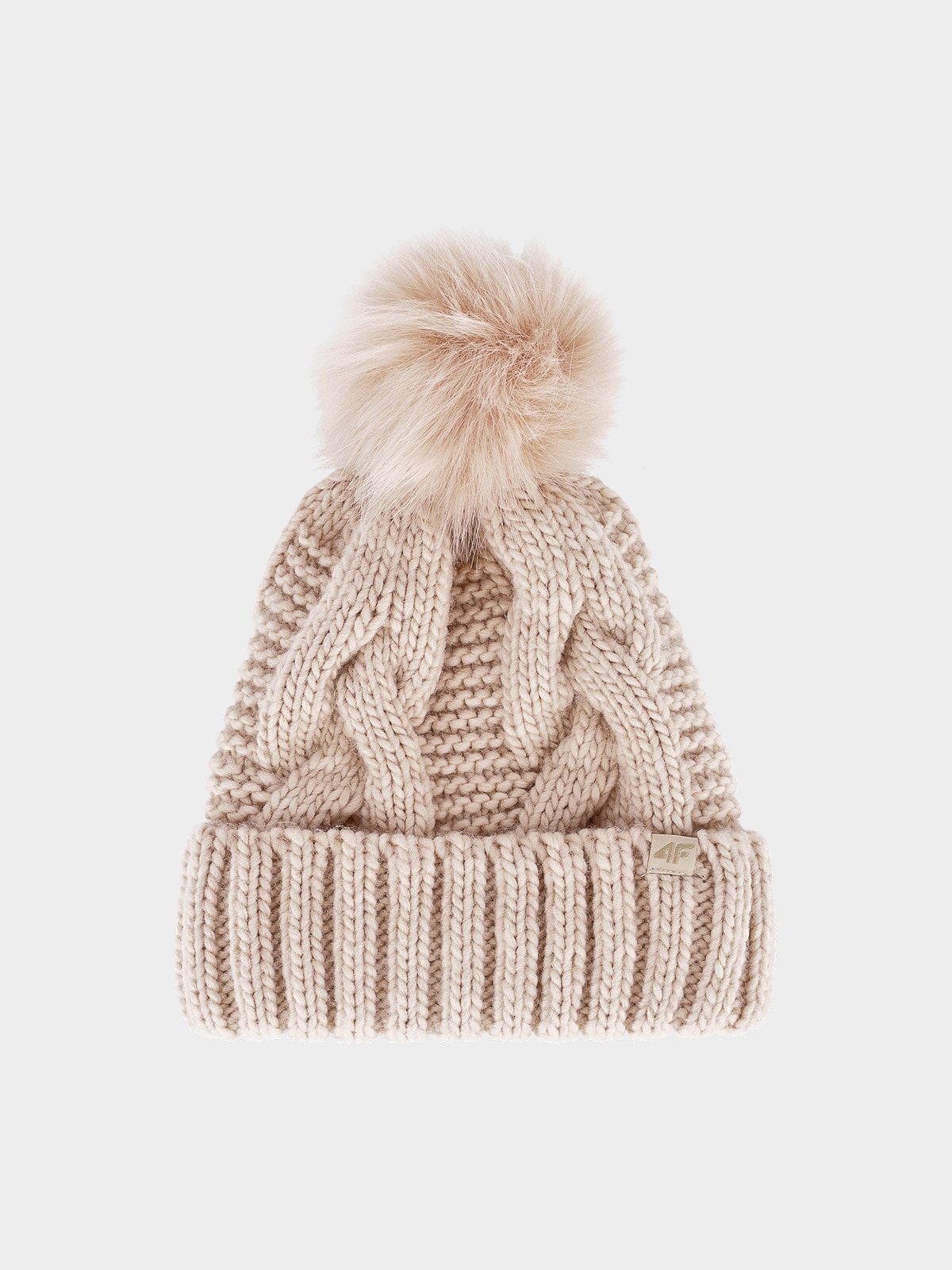 4F Czapka zimowa damska - beżowa M