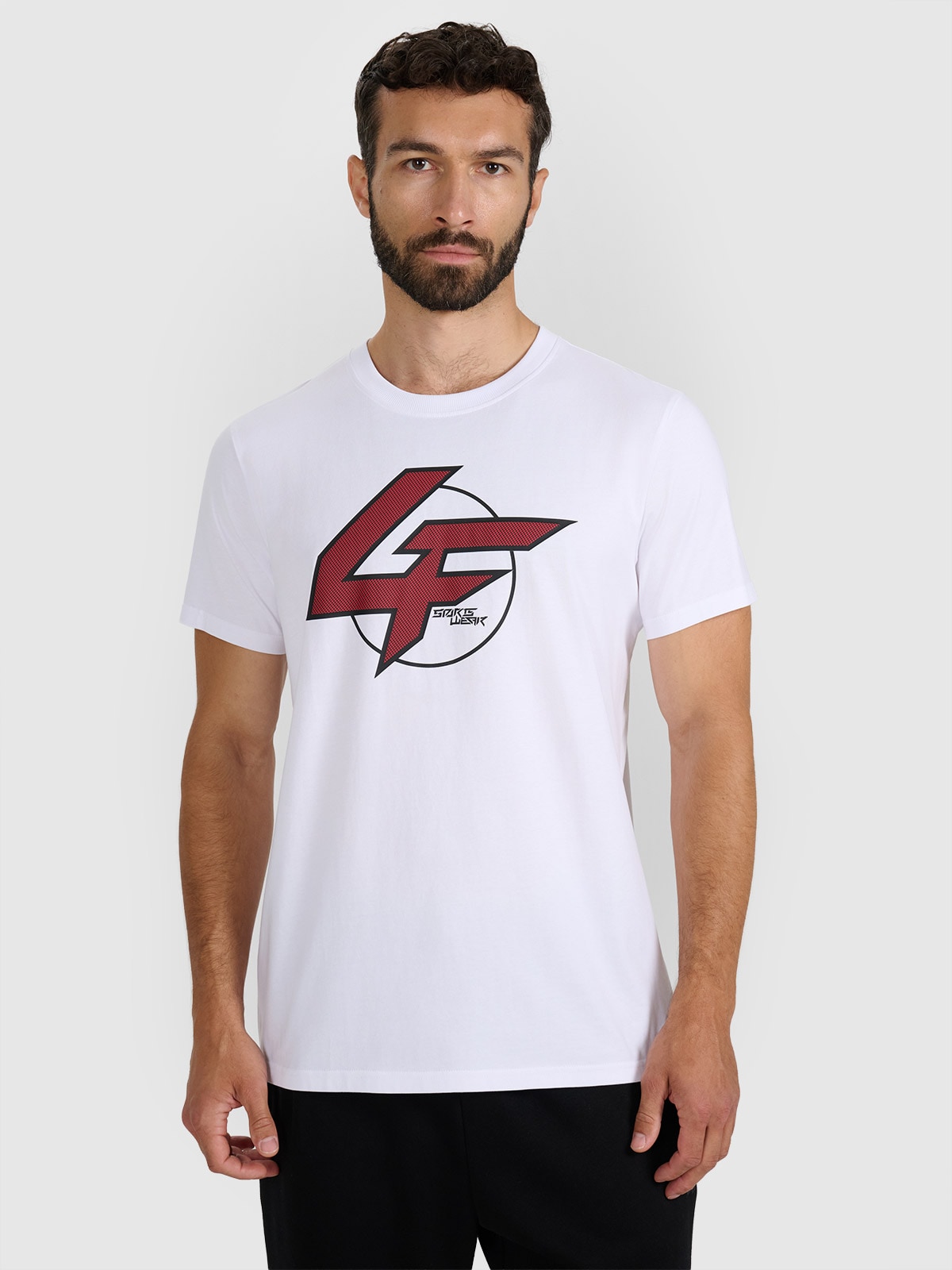 4F T-shirt regular z nadrukiem męski - biały L