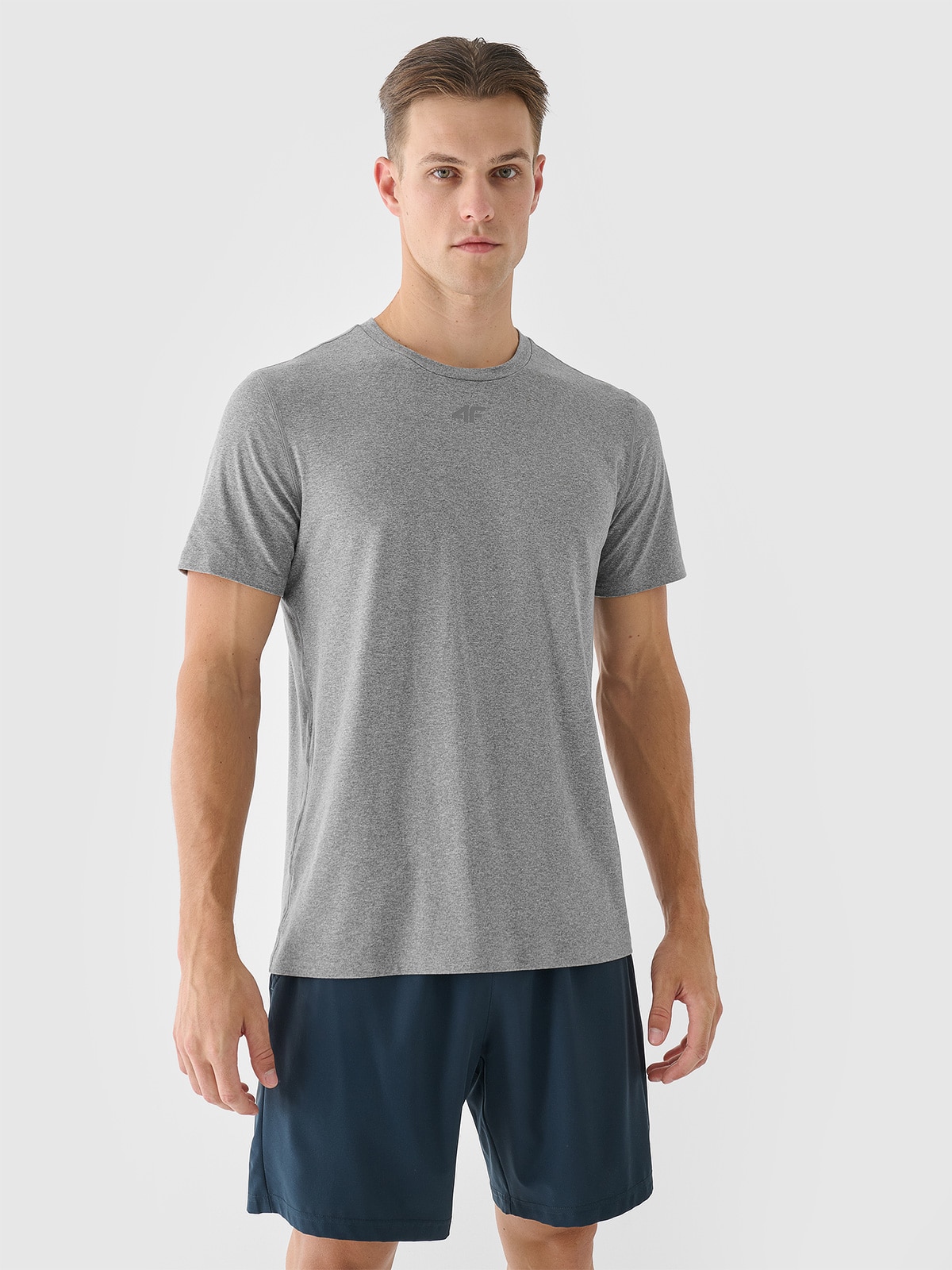 4F Koszulka treningowa regular szybkoschnąca męska - szara M