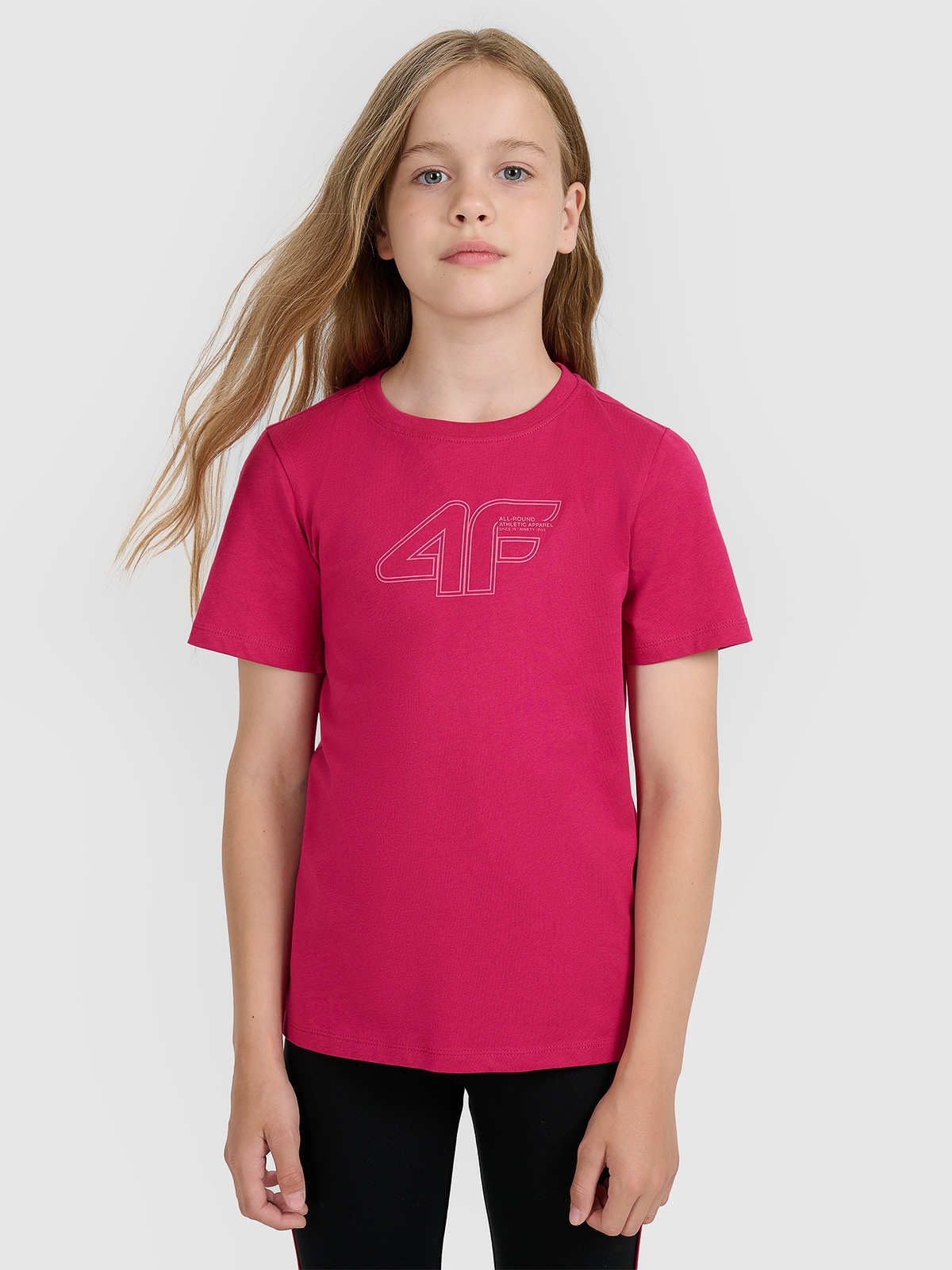 4F T-shirt regular z nadrukiem dziewczęcy - różowy 164 (13-14 lat)