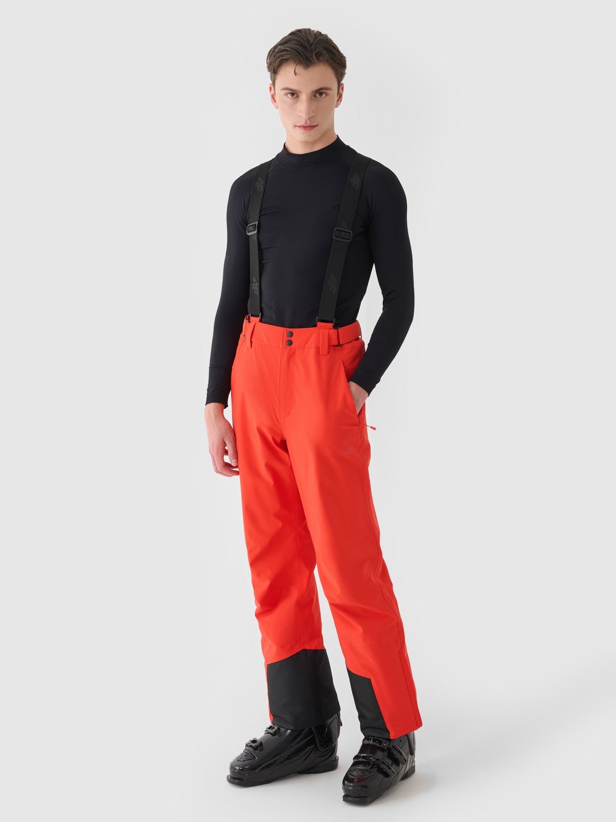 4F Spodnie narciarskie z szelkami membrana 5000 męskie - czerwone 3XL
