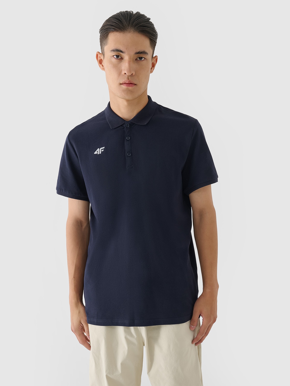 4F Koszulka polo regular męska - granatowa M