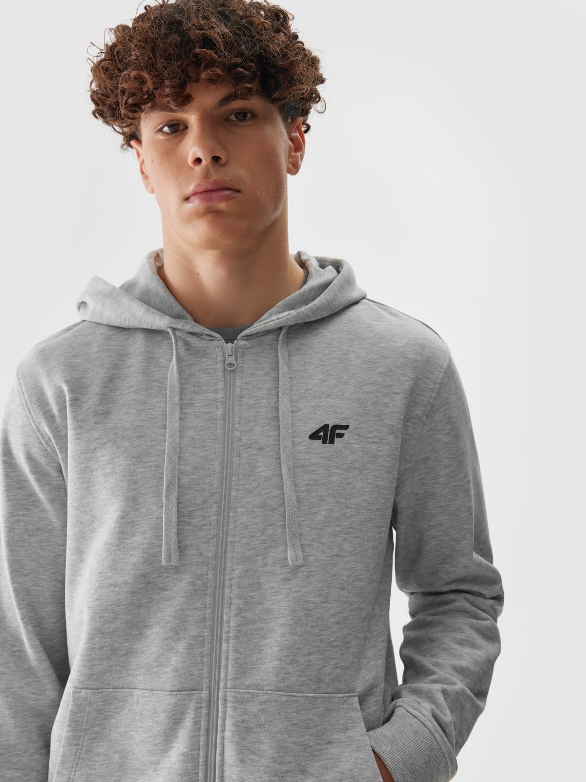 4F Bluza dresowa rozpinana z kapturem męska - szara M