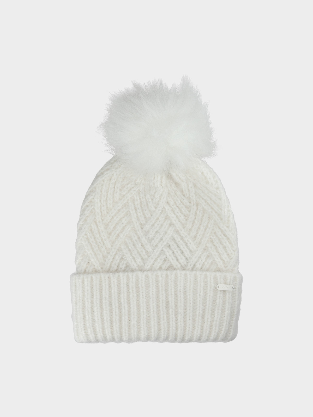 4F Czapka zimowa z pomponem dziewczęca - beżowa Uniwersalny