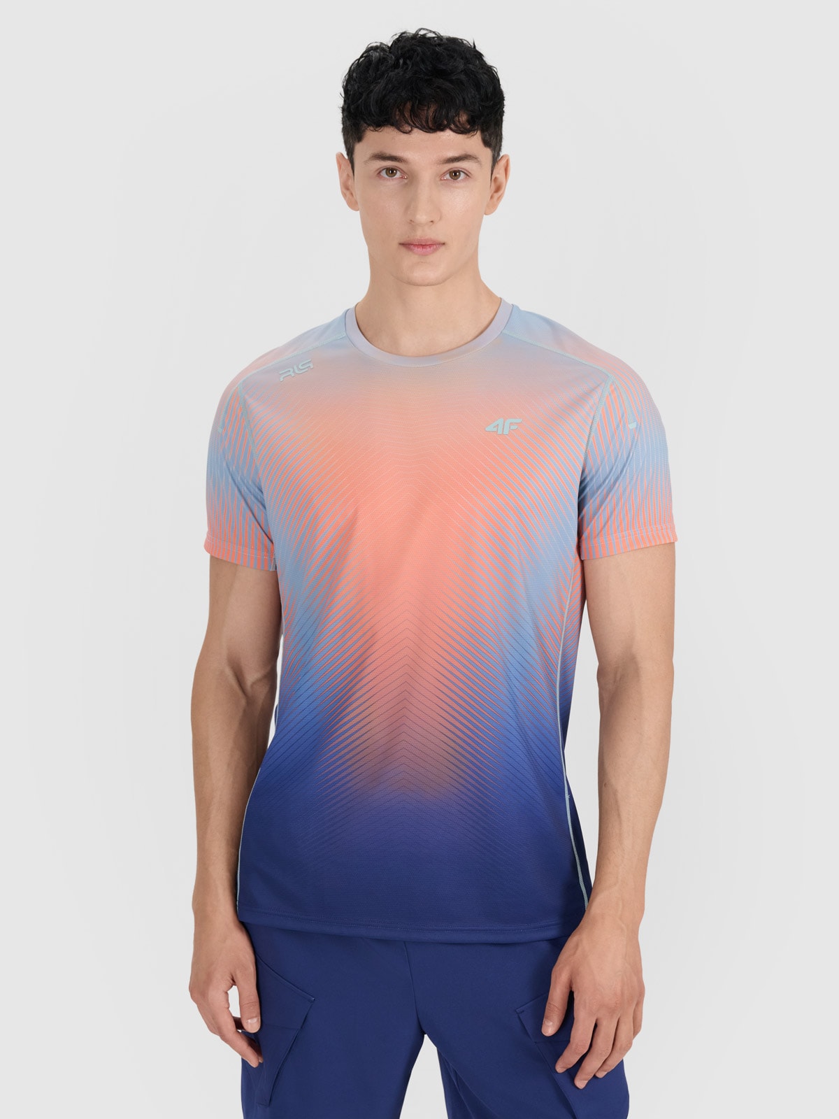 4F T-shirt treningowy regular szybkoschnący męski 4F x Robert Lewandowski - turkusowy XL