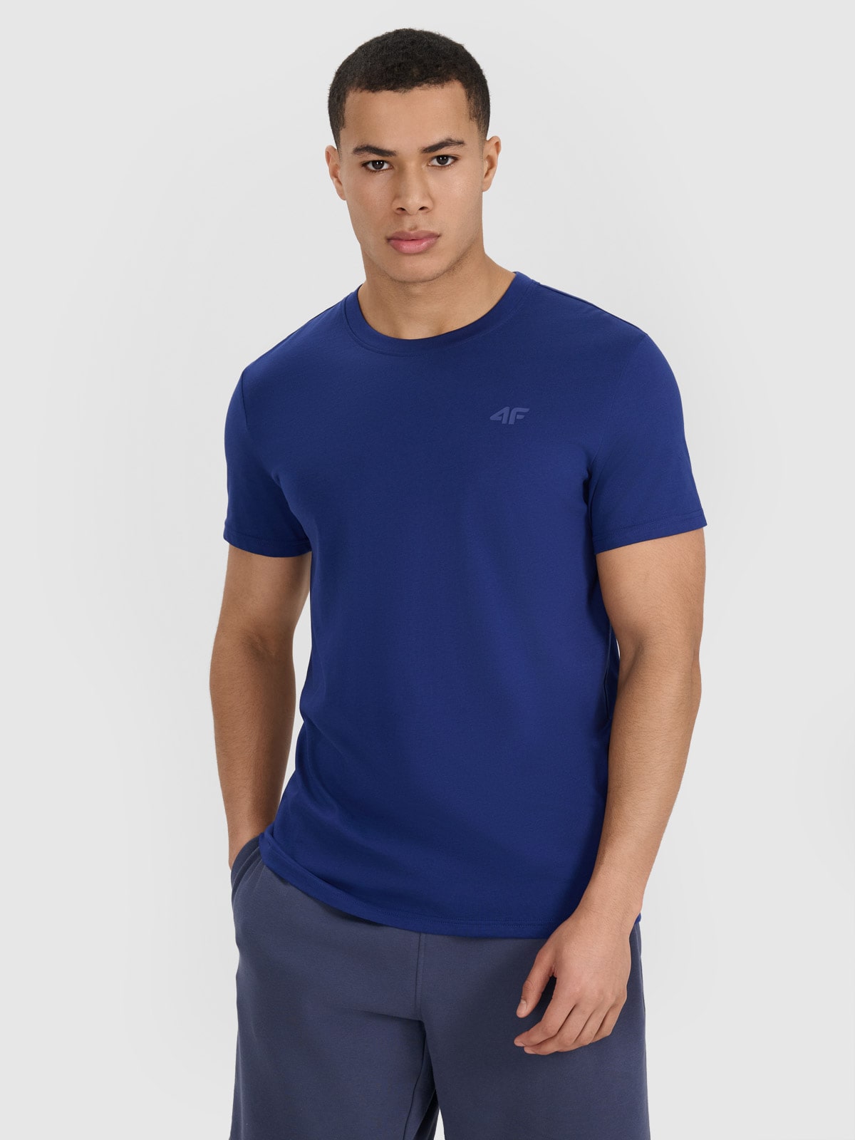 4F T-shirt regular gładki męski (2-pack) - granatowy+khaki XXL