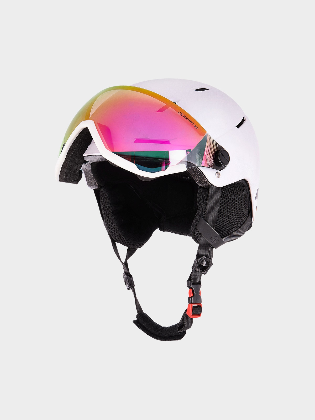 4F Kask narciarski z goglami dziecięcy - biały S (51-54cm)