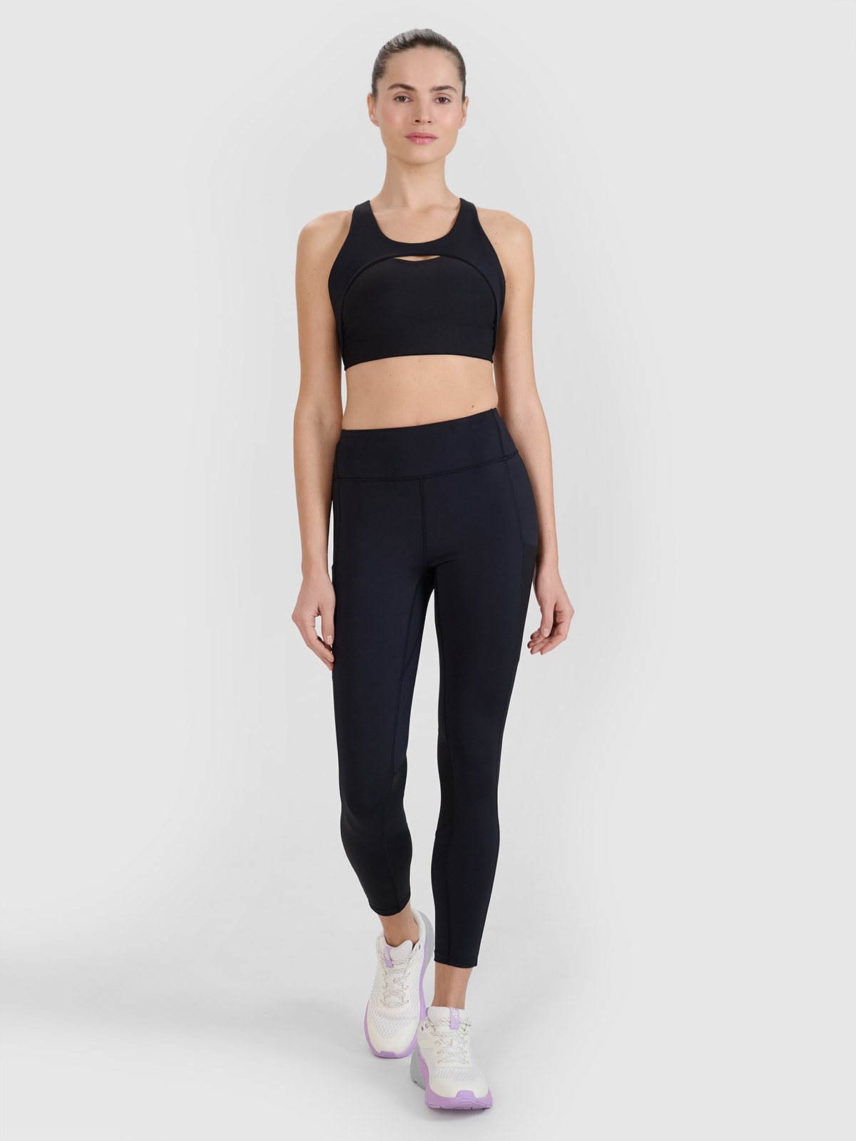 4F Legginsy treningowe z wysokim stanem damskie - czarne XS