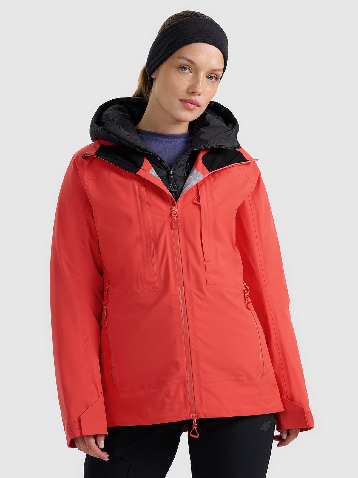 4F Kurtka trekkingowa przeciwdeszczowa membrana 20000+ damska - pomarańczowa XS