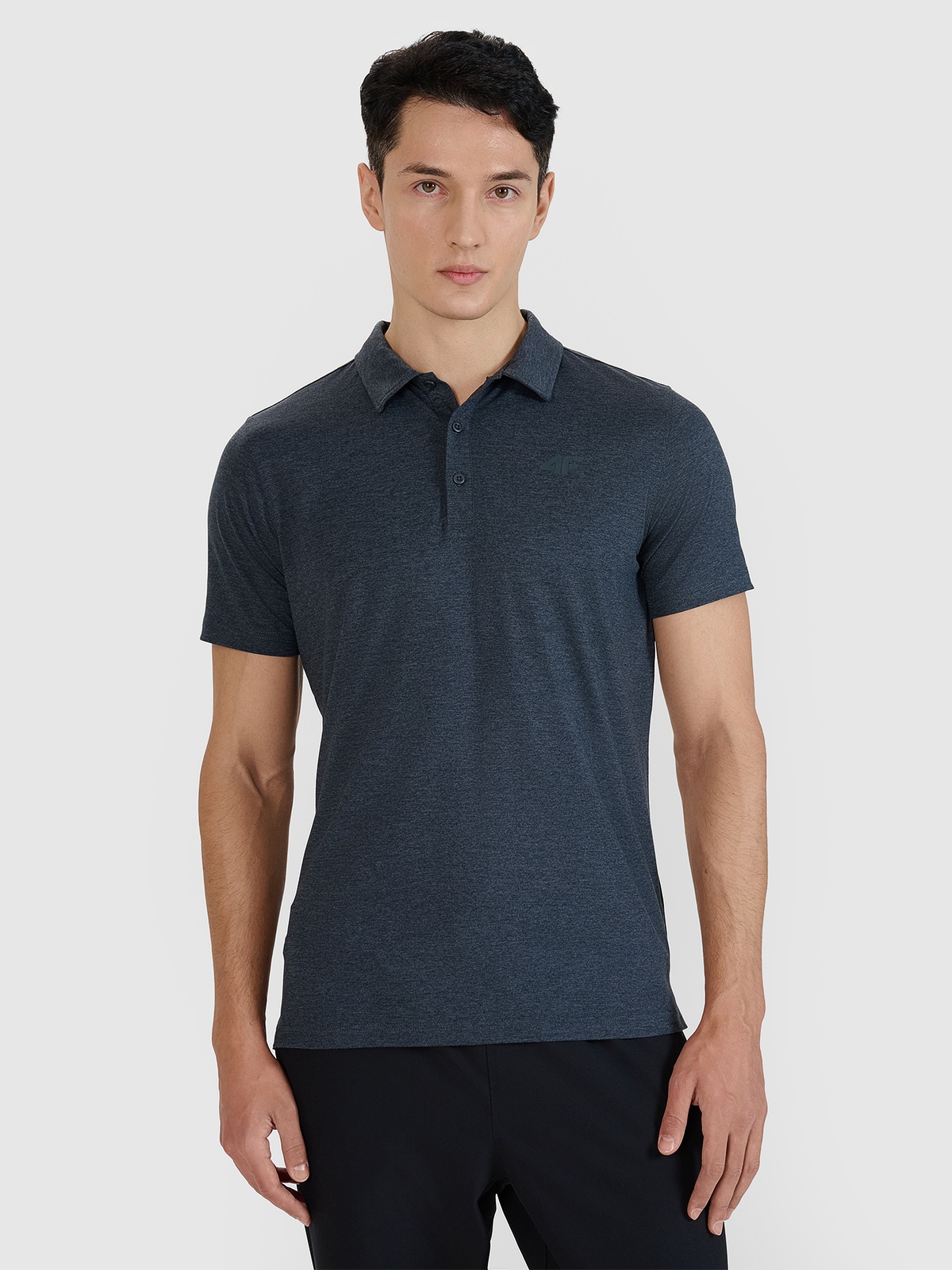 4F Koszulka polo regular szybkoschnąca męska - szara S