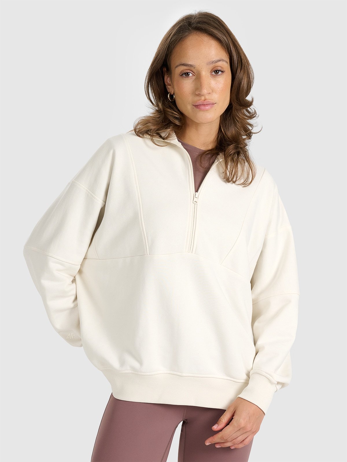 4F Bluza dresowa nierozpinana bez kaptura damska - biała S