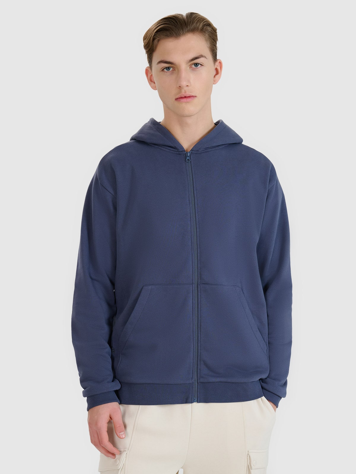 4F Bluza dresowa rozpinana z kapturem męska - szara S