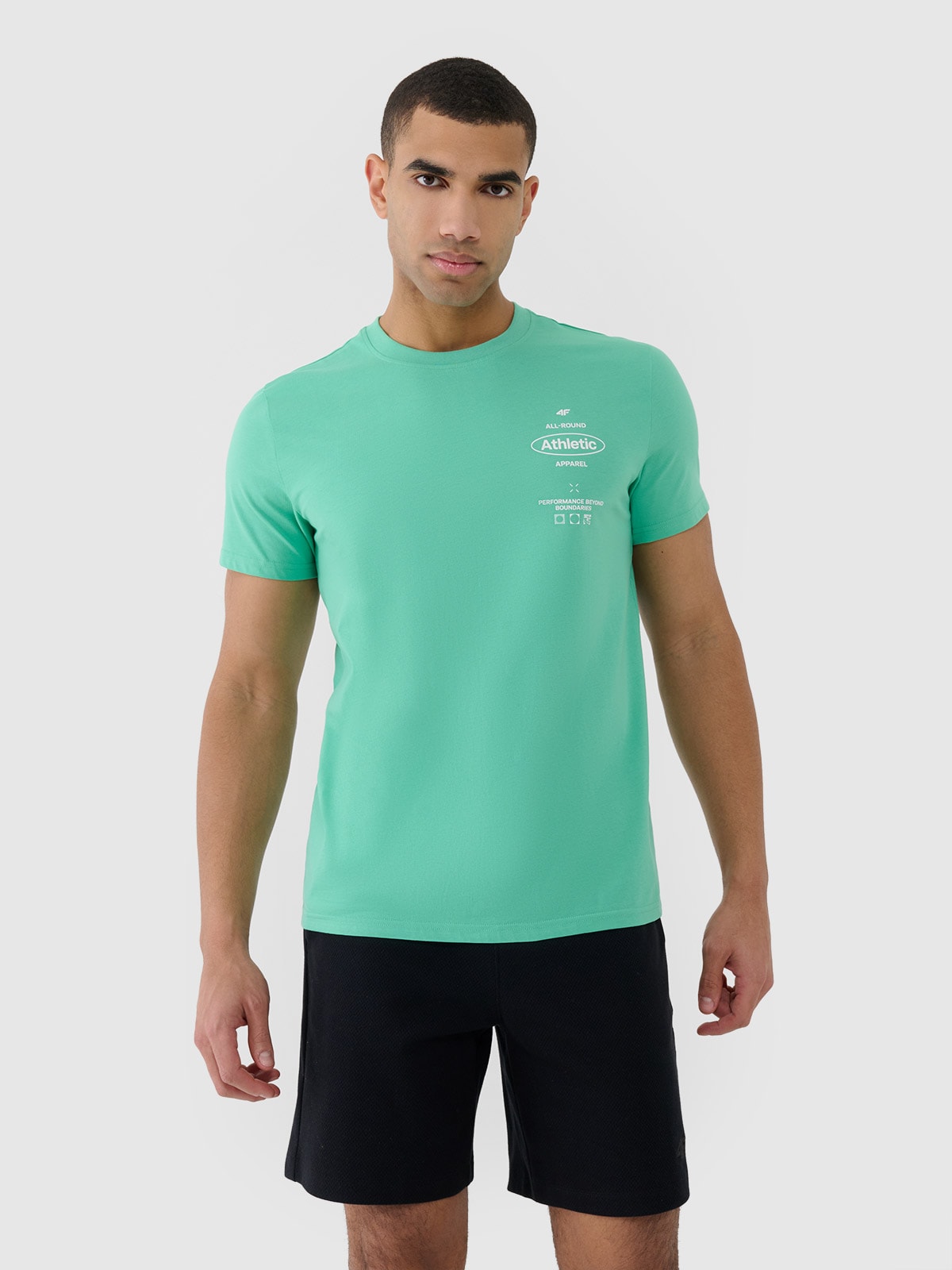 4F T-shirt regular z nadrukiem męski - zielony XXL
