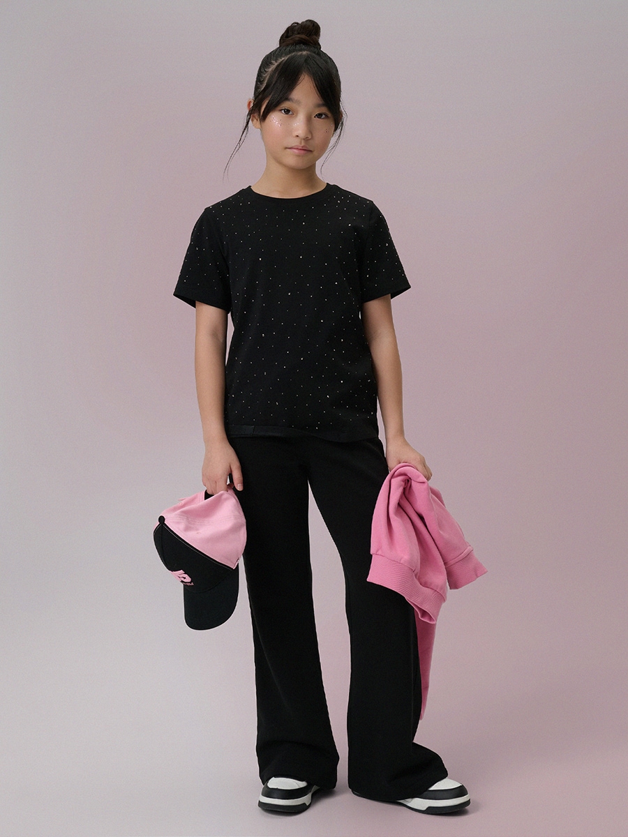 4F T-shirt regular dziewczęcy - czarny 140 (9-10 lat)