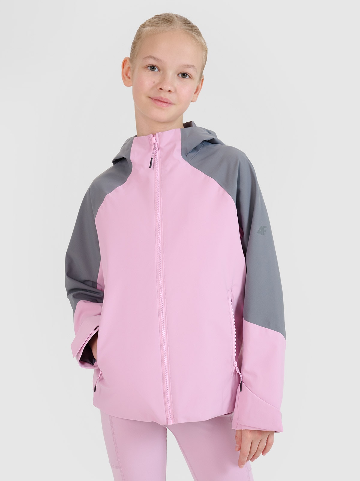 4F Kurtka trekkingowa membrana 5000 dziewczęca - różowa 134 (8-9 lat)