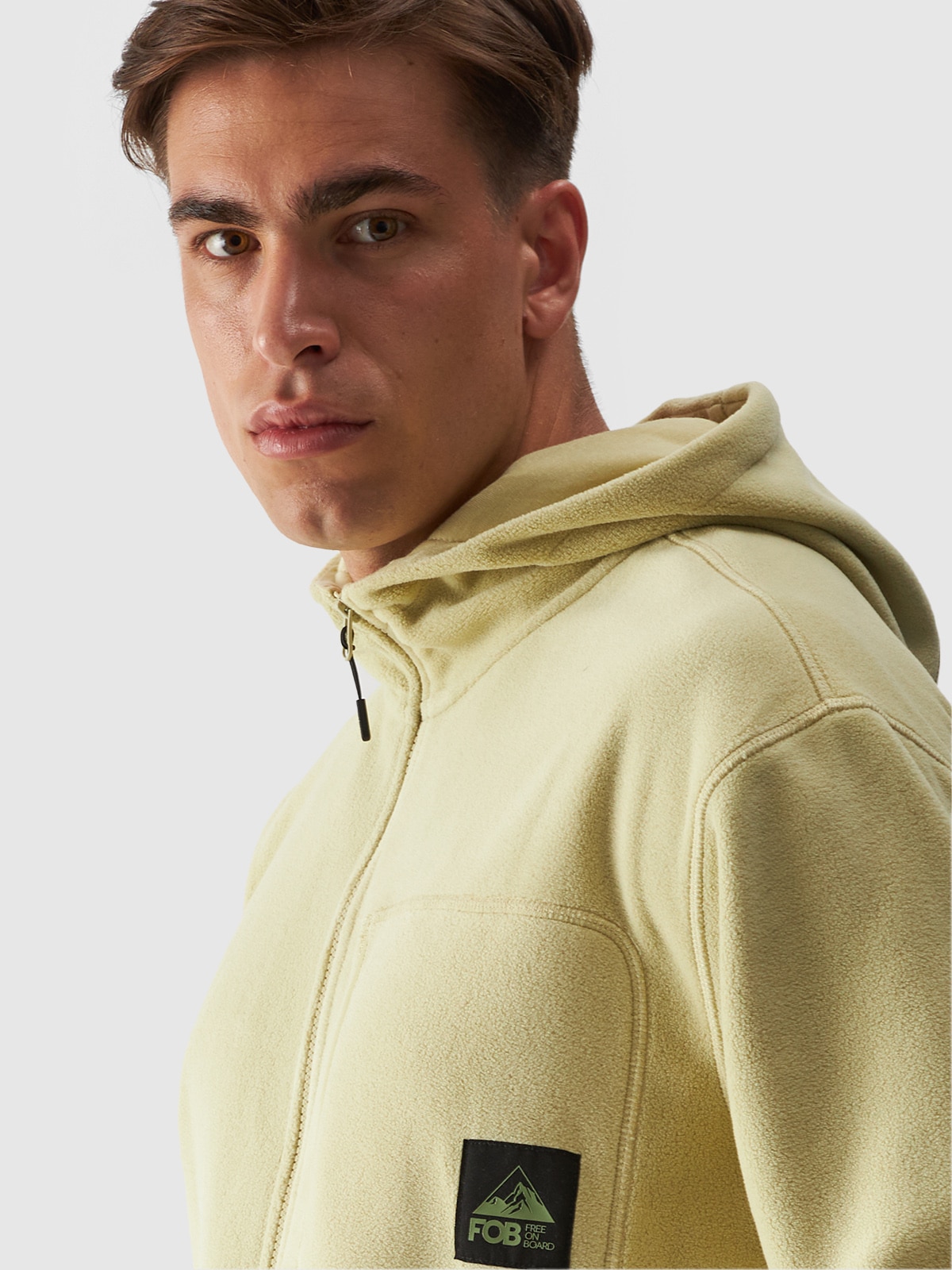 4F Polar z kapturem oversize męski - oliwkowy/khaki XL