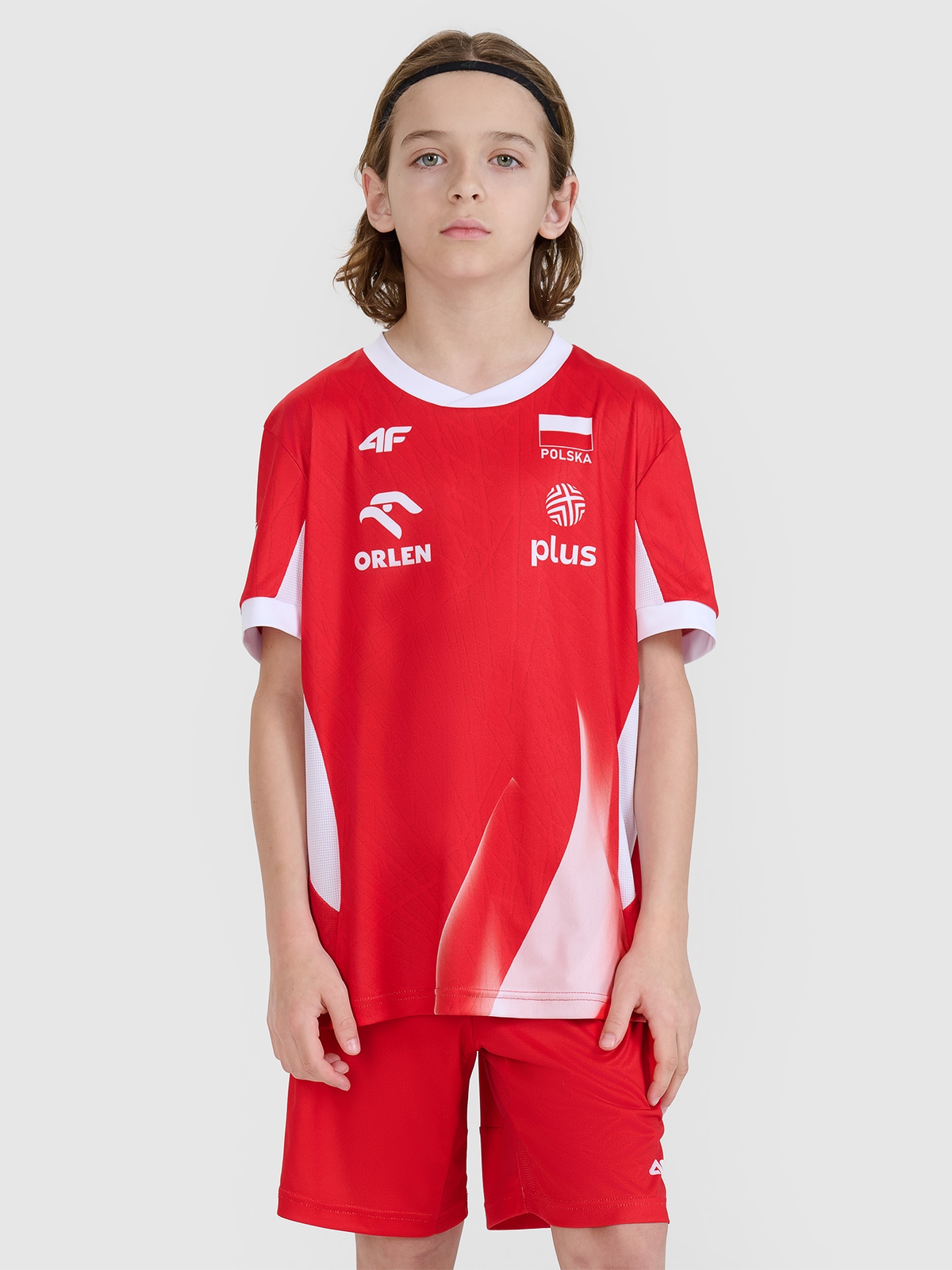 4F Koszulka meczowa replika wyjazdowa z możliwością personalizacji dziecięca 4F x Polska Siatkówka - czerwona 158/164 (12-14 lat)