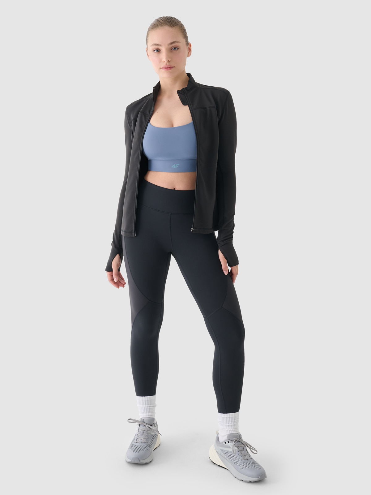 4F Legginsy treningowe z wysokim stanem damskie - szare M