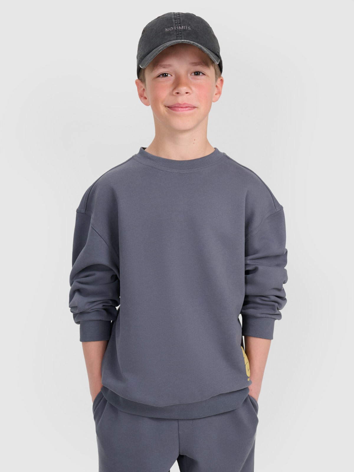 4F Bluza dresowa oversize nierozpinana bez kaptura chłopięca - szara 158 (12-13 lat)