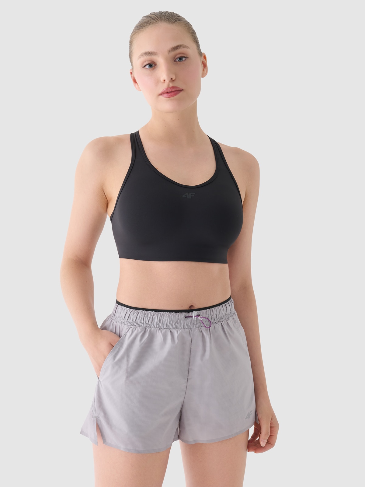 4F Spodenki do biegania szybkoschnące damskie - szare M