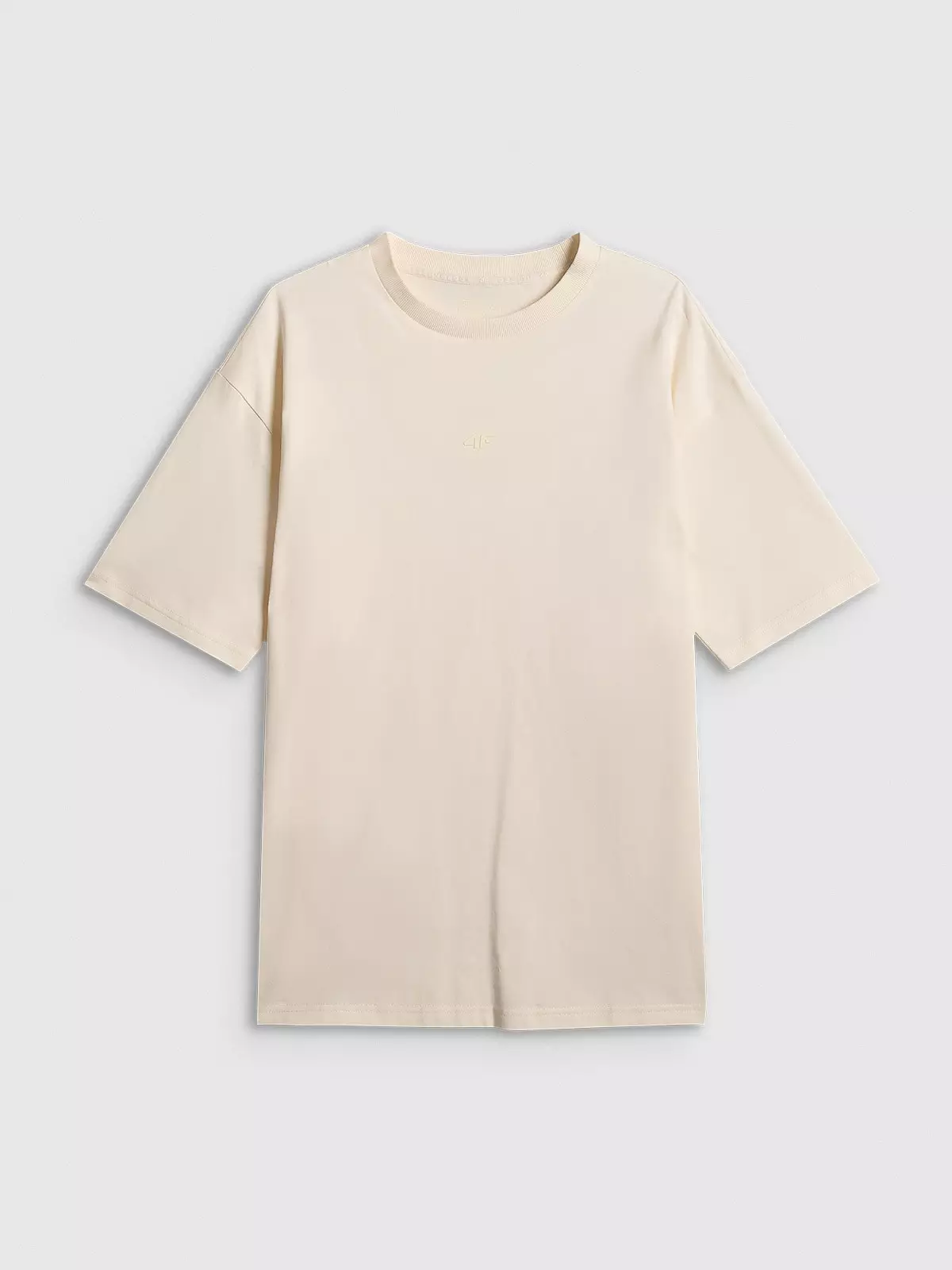 4F T-shirt loose gładki damski - beżowy XL