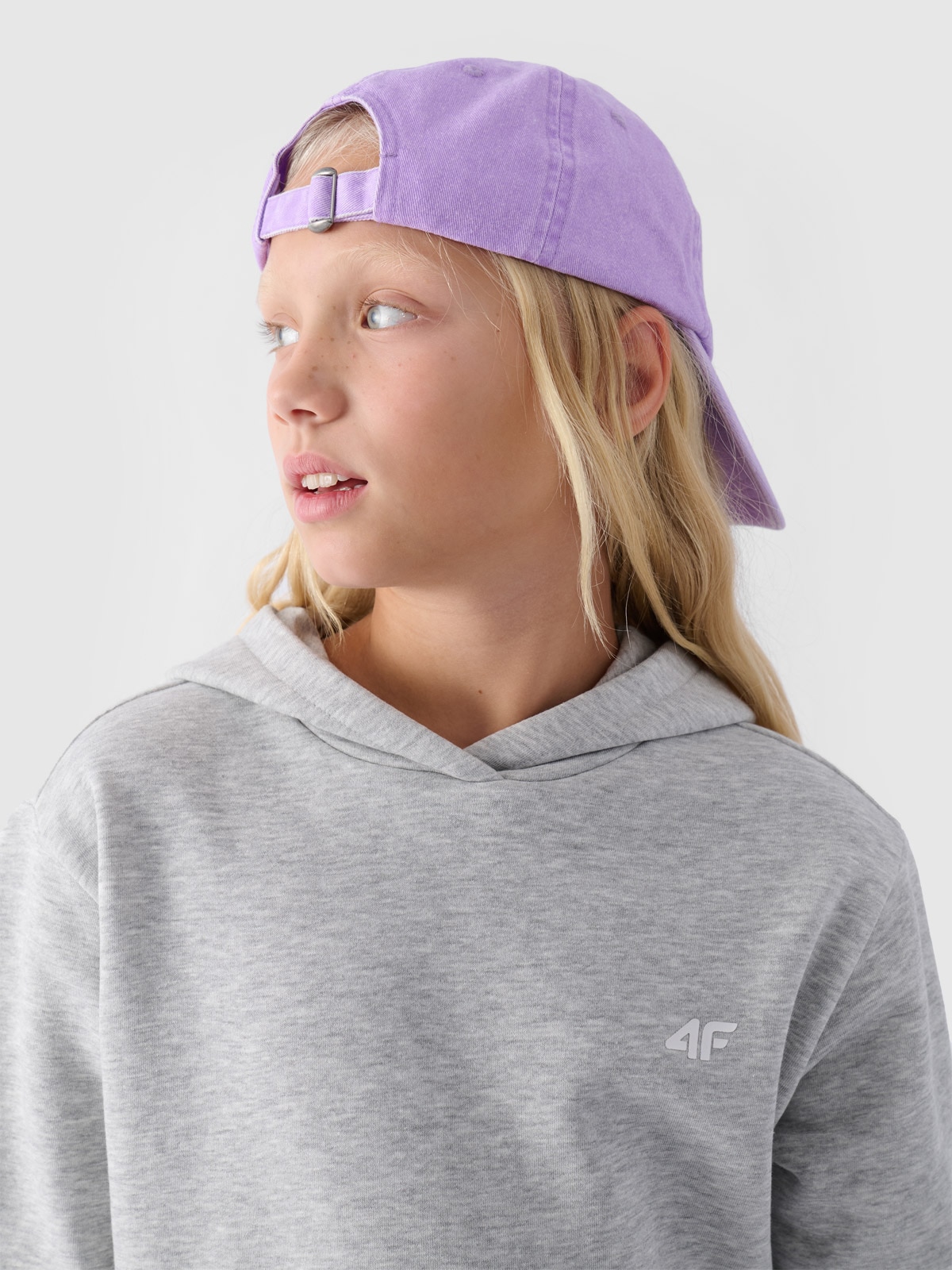 4F Bluza dresowa nierozpinana z kapturem dziewczęca - szara 164 (13-14 lat)