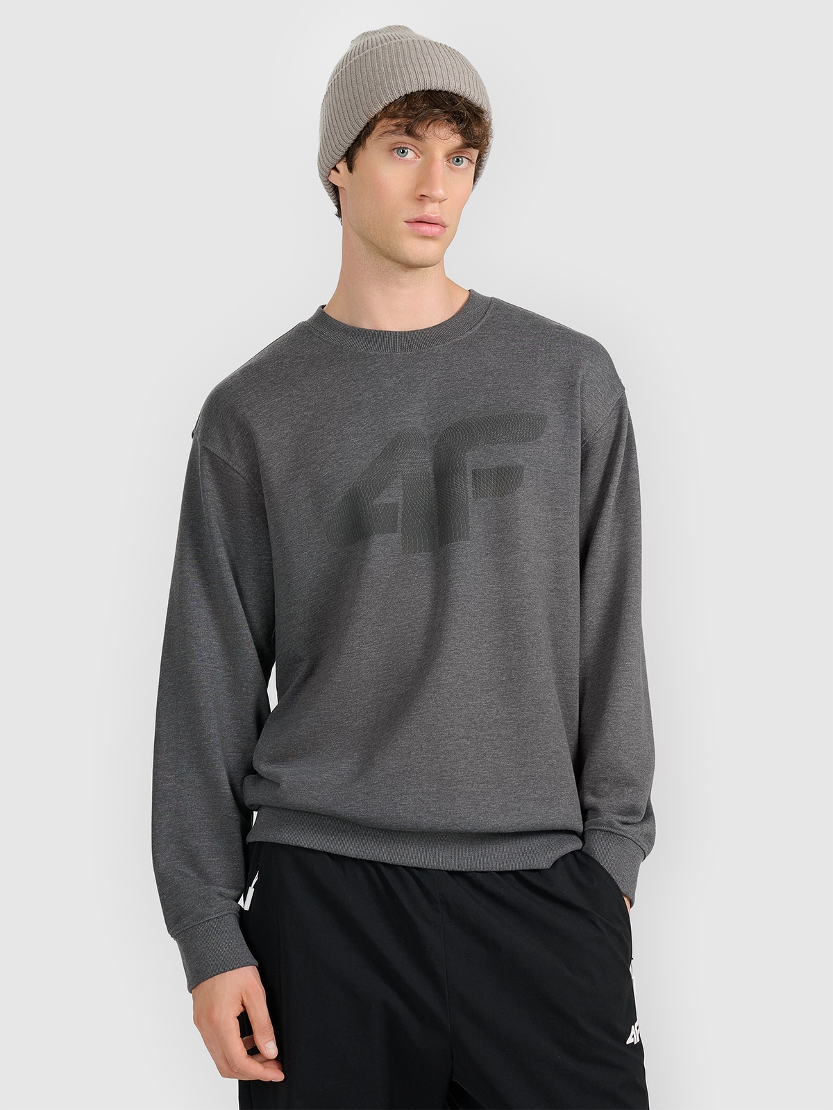 4F Bluza dresowa nierozpinana bez kaptura męska - szara L