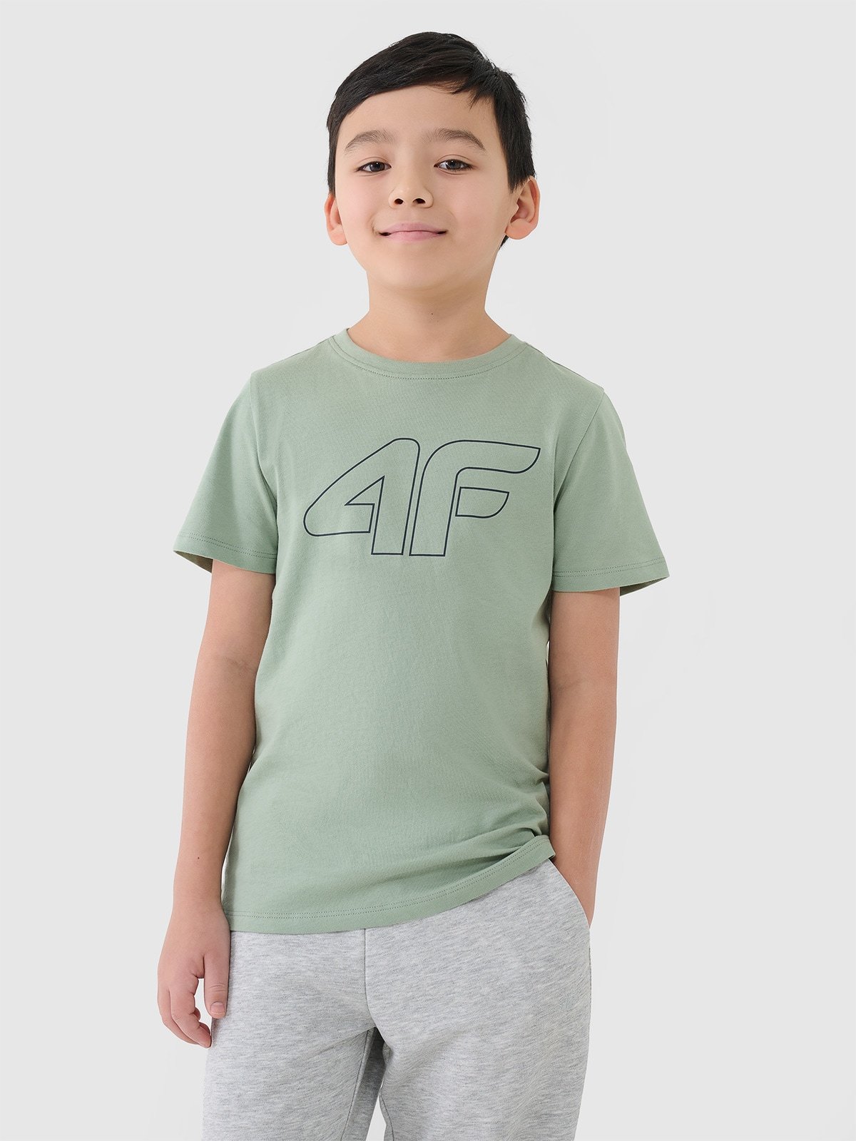 4F T-shirt z nadrukiem chłopięcy - turkusowy 128 (7-8 lat)