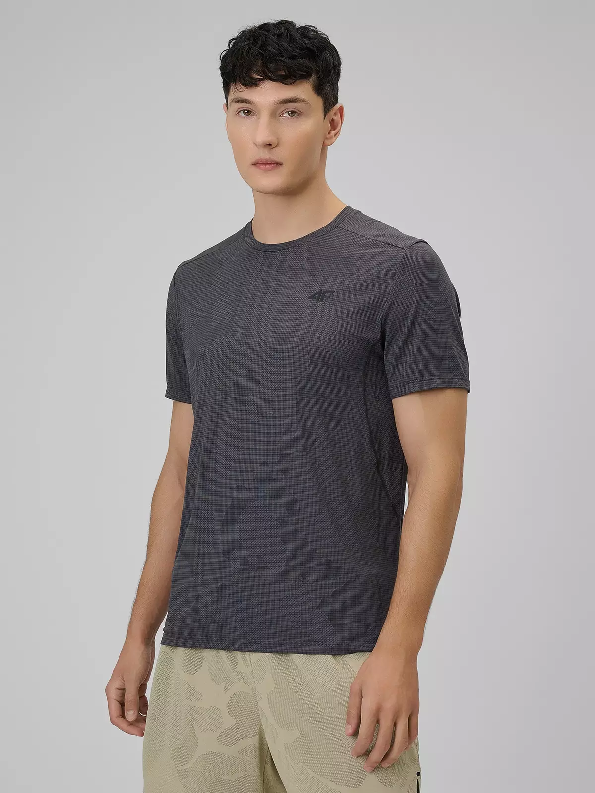 4F Koszulka treningowa regular szybkoschnąca męska - szara XXL