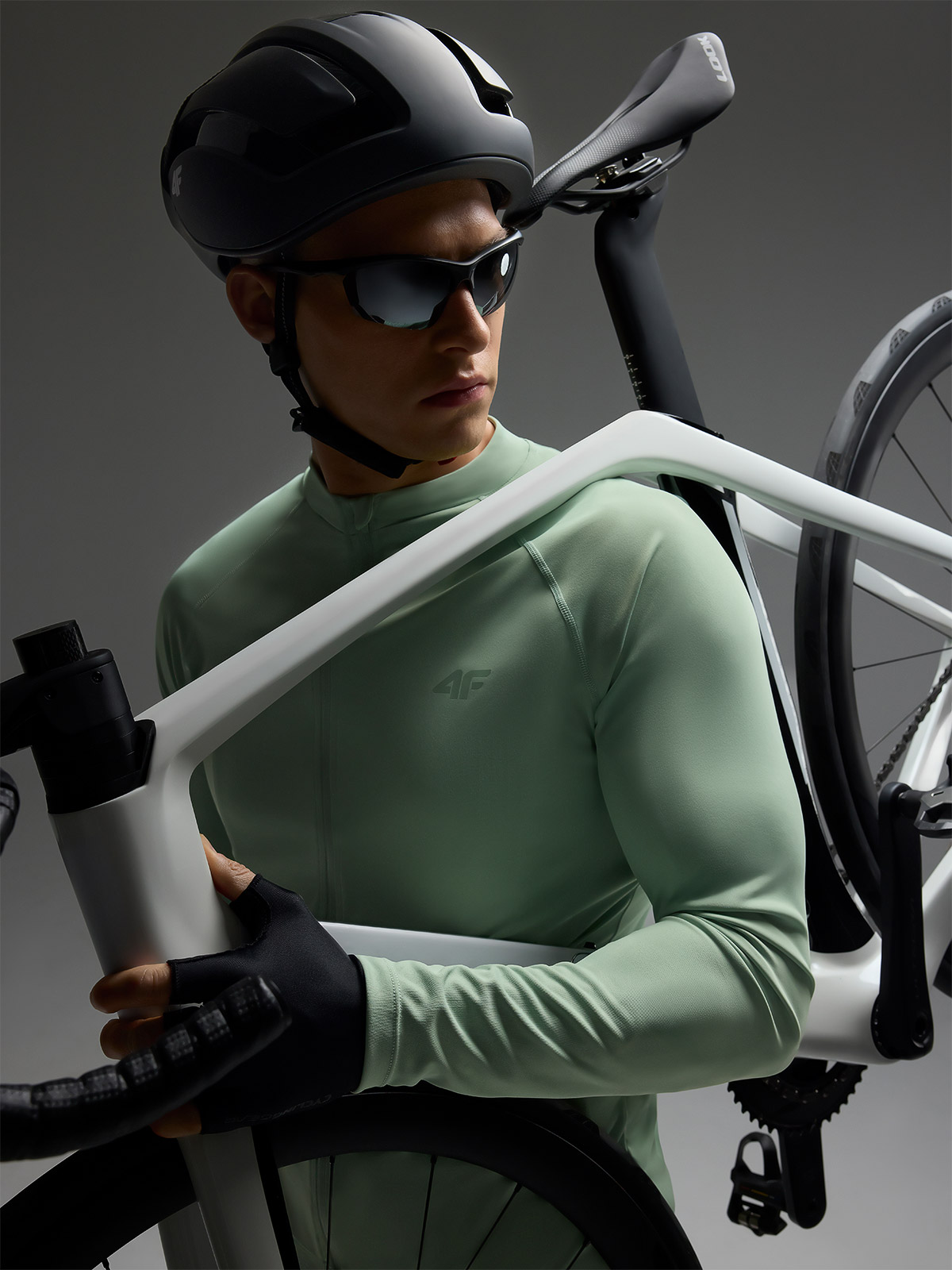 4F Longsleeve rowerowy szybkoschnący męski - turkusowy XL