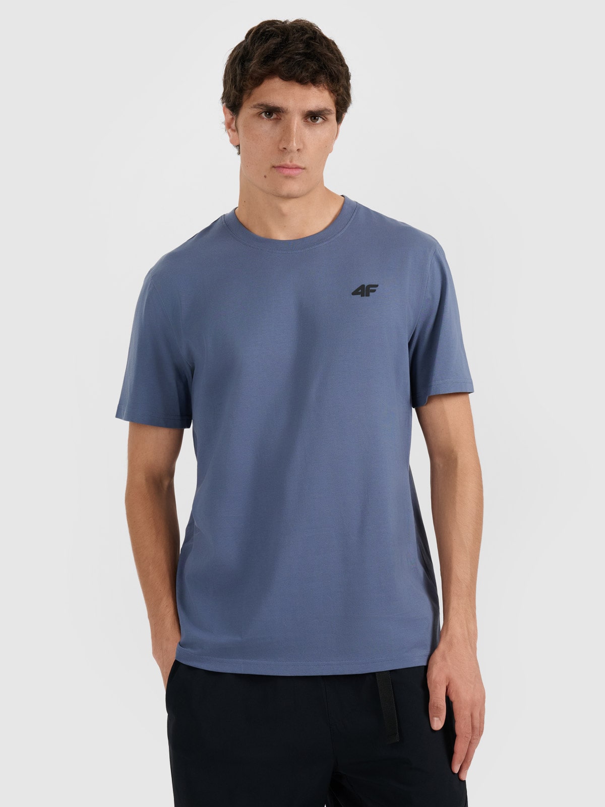 4F T-shirt regular gładki męski - granatowy XL